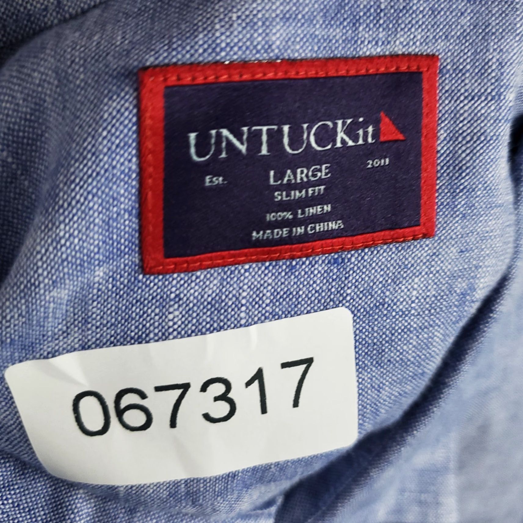 UNTUCKit UNTUCKit Shirt Mens L Blue Linen Slim Fit Button Up Long Sleeve Size US L / EU 52-54 / 3 - 7 Thumbnail