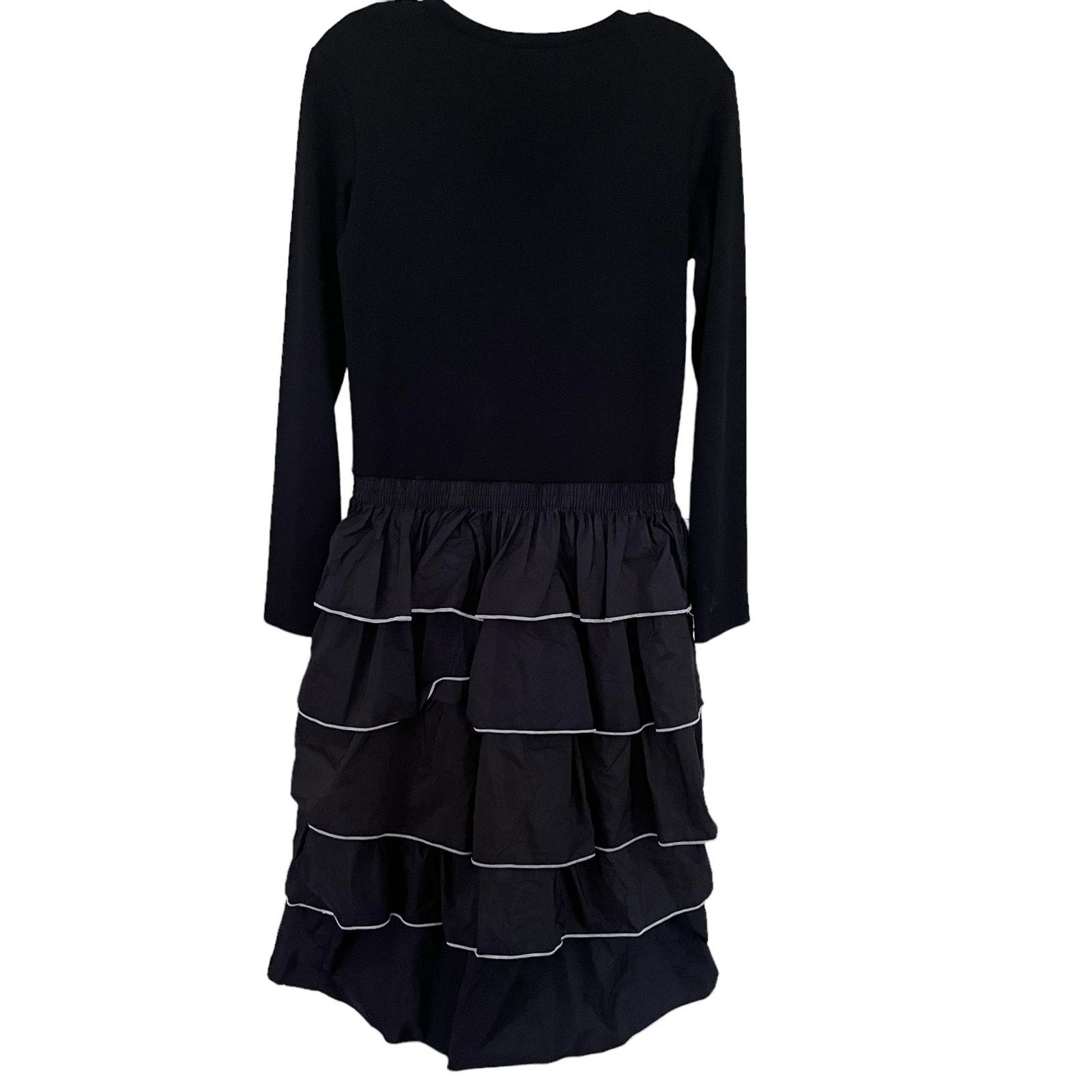Zara Zara Black Ruffle Tiered Long Sleeve Crewneck Midi Dress | Grailed