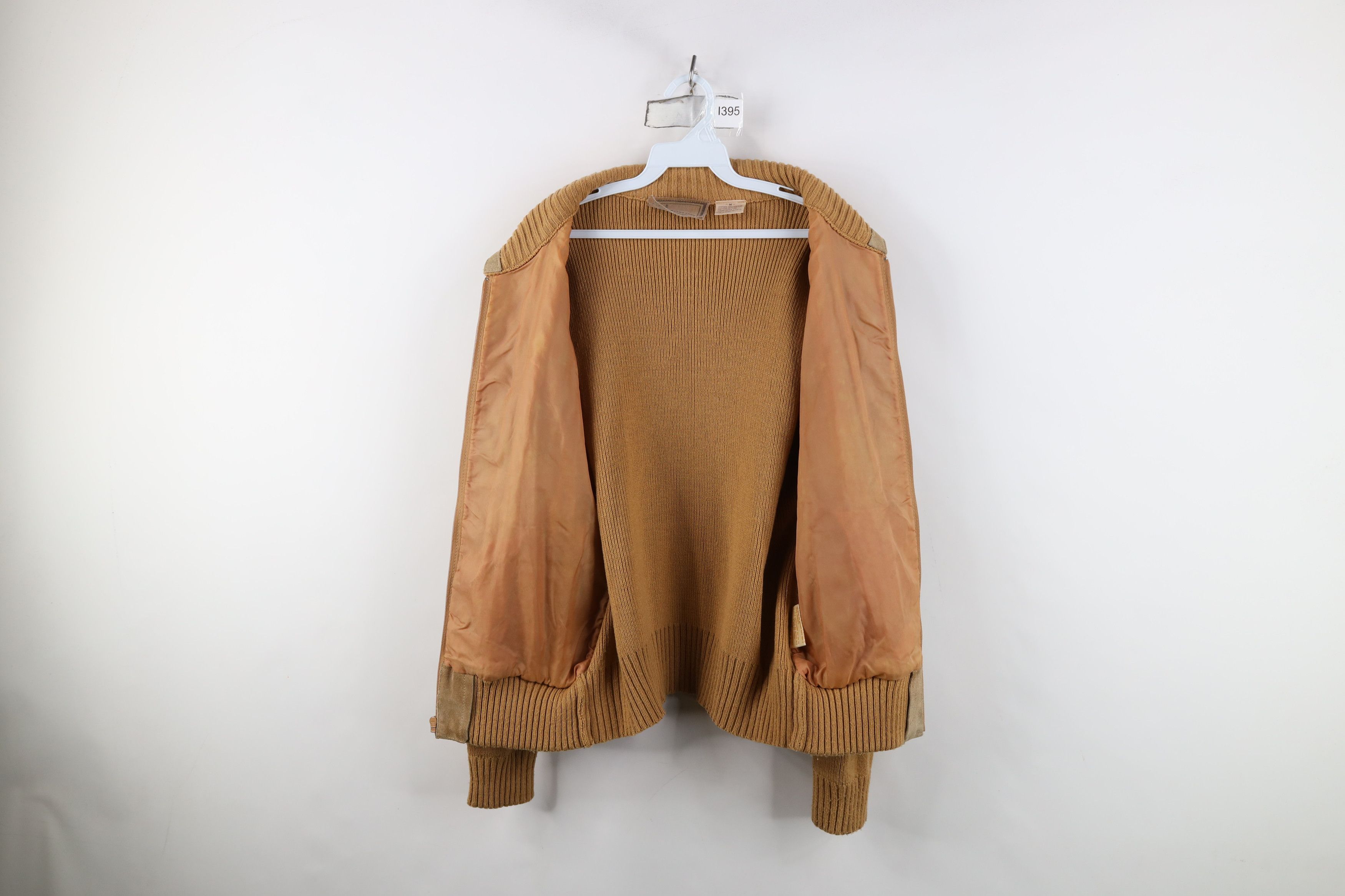 Vintage Vintage 70s Streetwear Leather Knit Sweater Jacket Swacket Size US M / EU 48-50 / 2 - 10 Thumbnail