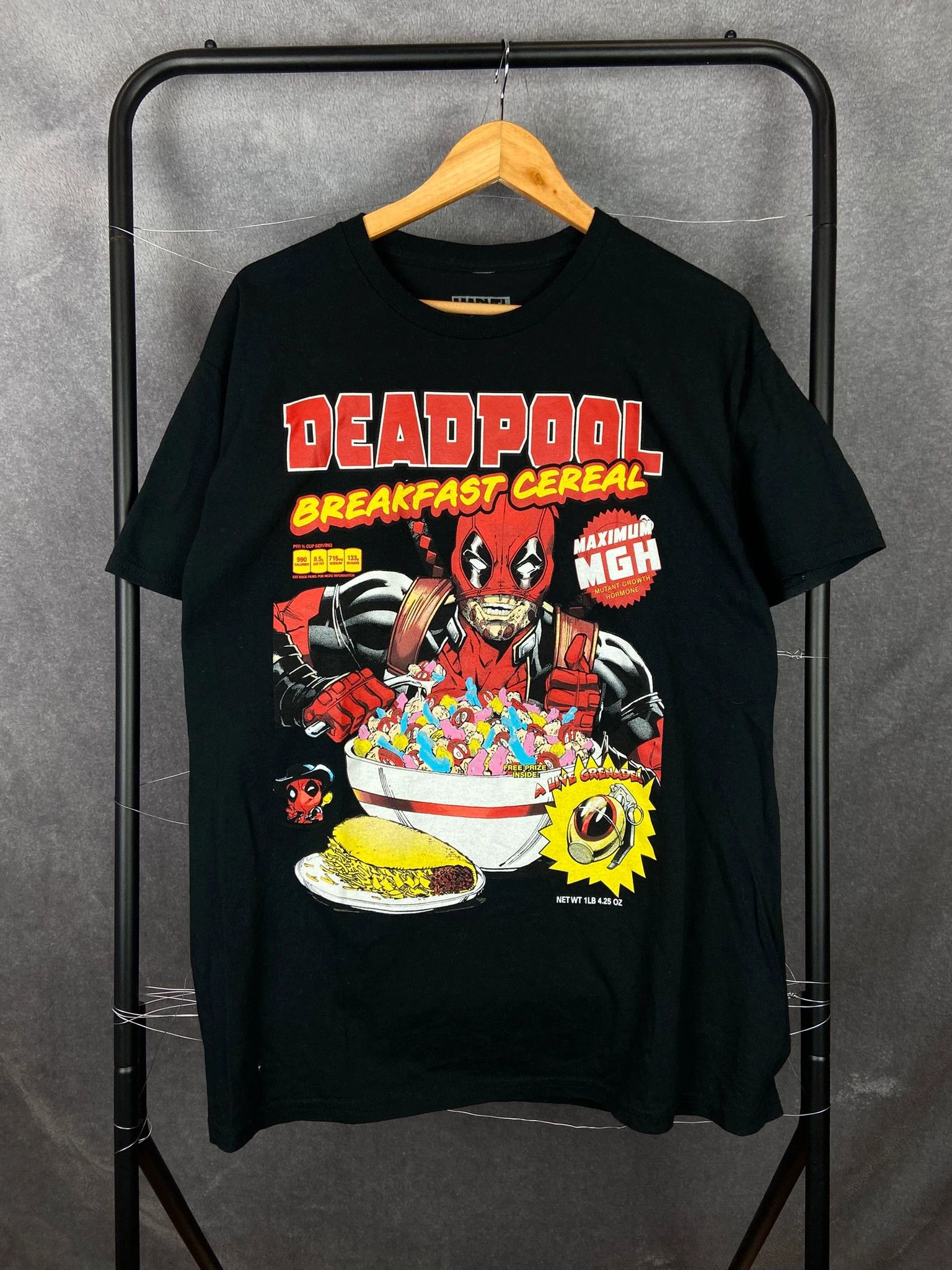 Vintage Marvel Deadpool Tee / Breakfast Cereal Print / / Black Size US L / EU 52-54 / 3 - 1 Thumbnail