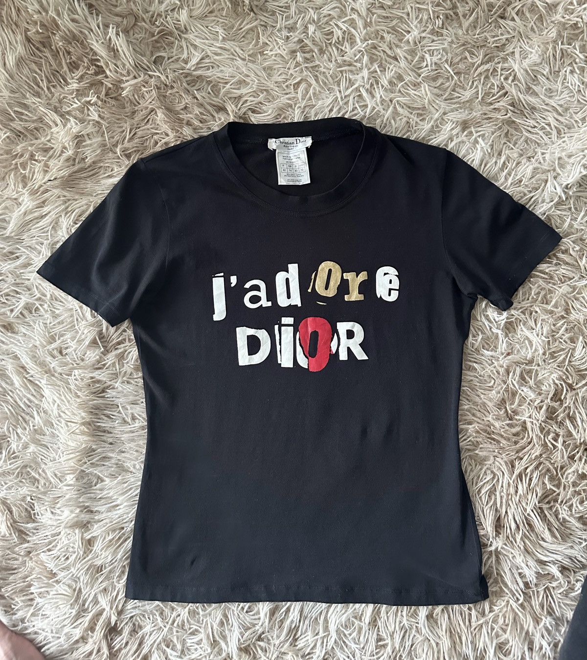 Dior Christian Dior Crown Sword Rhinestone J'adore Top T-Shirt
