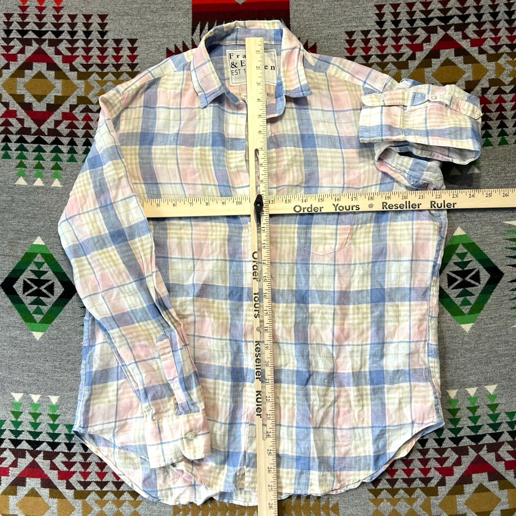 Frank & Eileen Frank & Eileen Shirt Womens XS Relaxed Button Up Plaid Linen Long Sleeve Multicolor C6 Size XS / US 0-2 / IT 36-38 - 3 Thumbnail