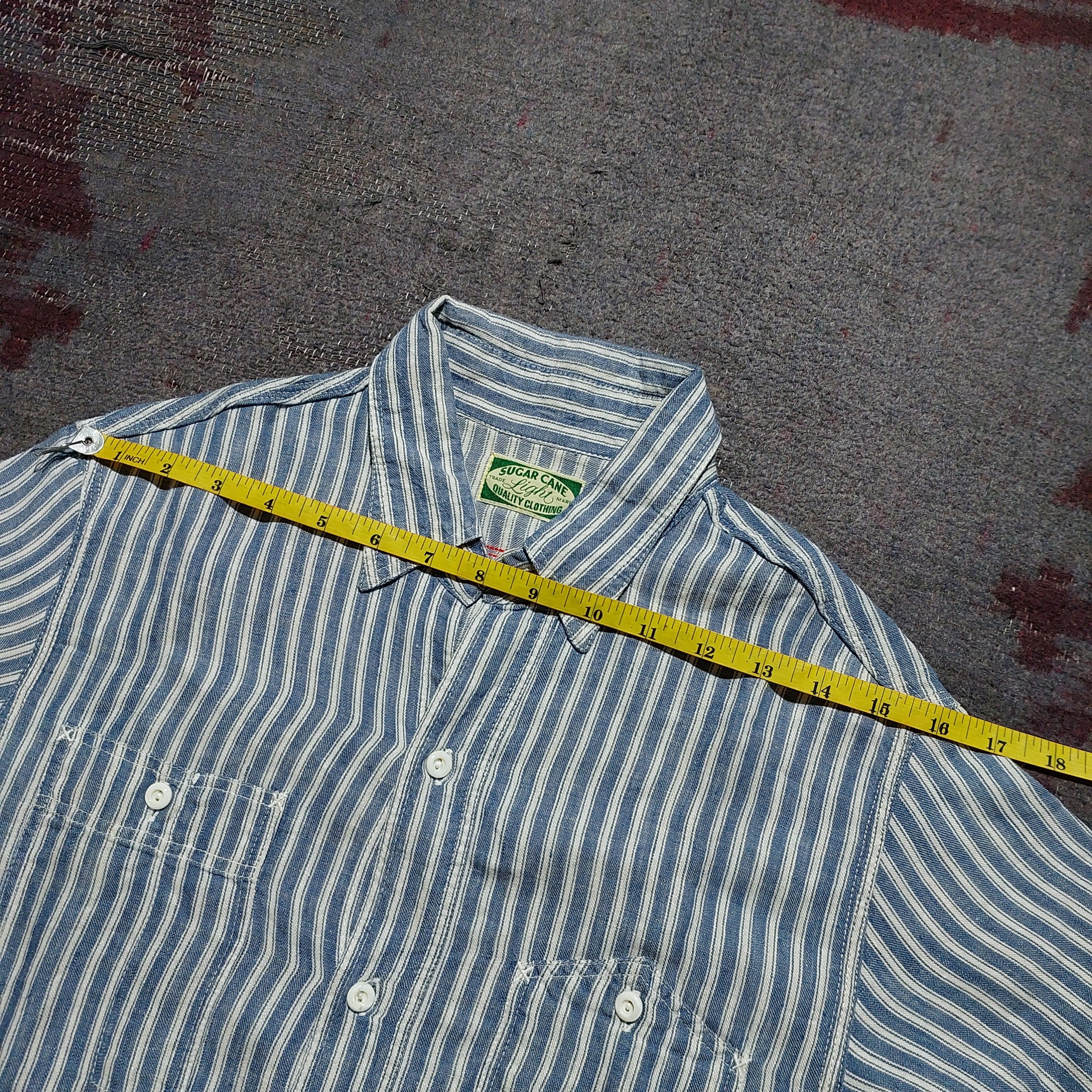 Sugar Cane Sugar Cane chambray stripes blue shirt Size US M / EU 48-50 / 2 - 9 Thumbnail