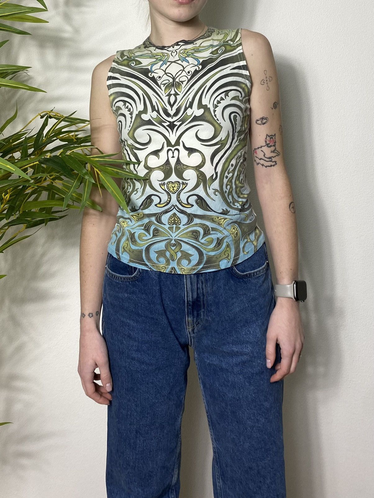 Vintage VINTAGE MORGAN TRYBLE HEARTS STRETCHED TANK TOP Size S / US 4 / IT 40 - 2 Thumbnail