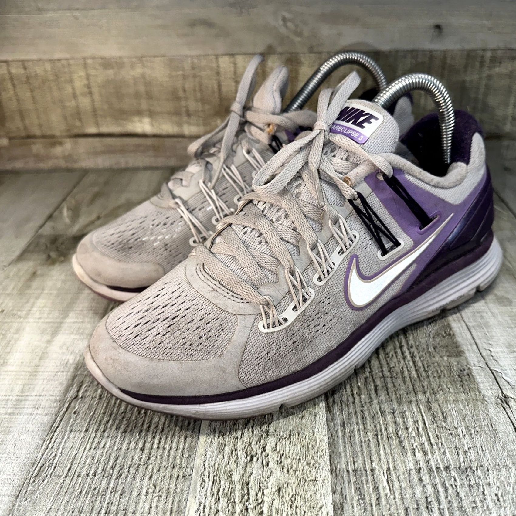Nike Nike Lunareclipse 3 Sneaker Women 6.5 Purple Lace-Up Geometric Logo 2012 Athletic Shoes Mens Womens Girls Size US 7 / IT 37 - 3 Thumbnail