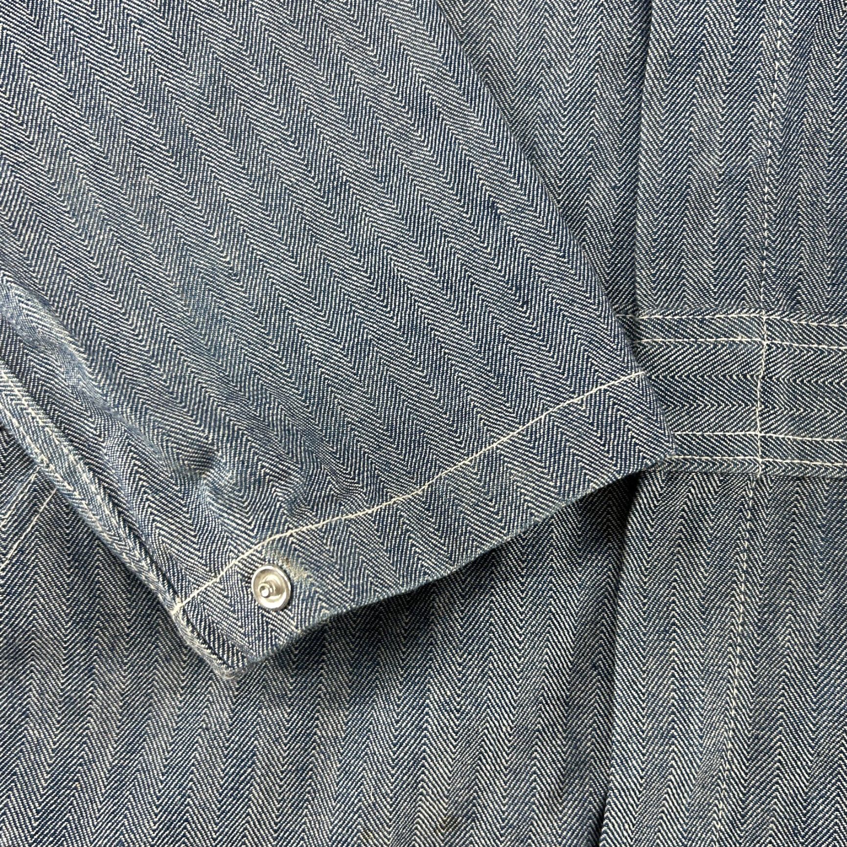 Vintage Key Coveralls Mens L Blue Herringbone Mechanic Long Sleeve Workwear Cotton HBT Size US L / EU 52-54 / 3 - 2 Thumbnail