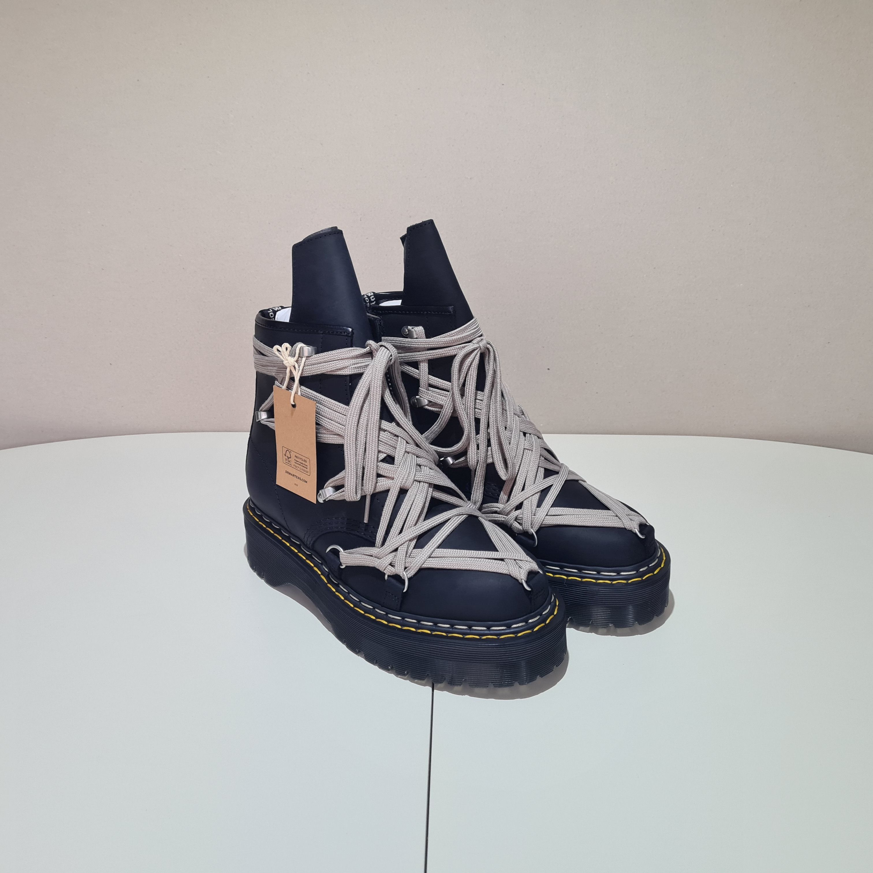 Dr. Martens × Rick Owens Rick Owens Dr. Martens 1460 Quad Sole Megalace Leather Boots Size US 9 / EU 42 - 3 Thumbnail