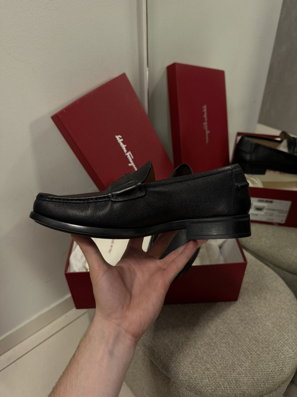 Salvatore Ferragamo Ferragamo LANZAROTE Penny Pebbled Grain Dress Loafers Size US 9 / EU 42 - 5 Thumbnail
