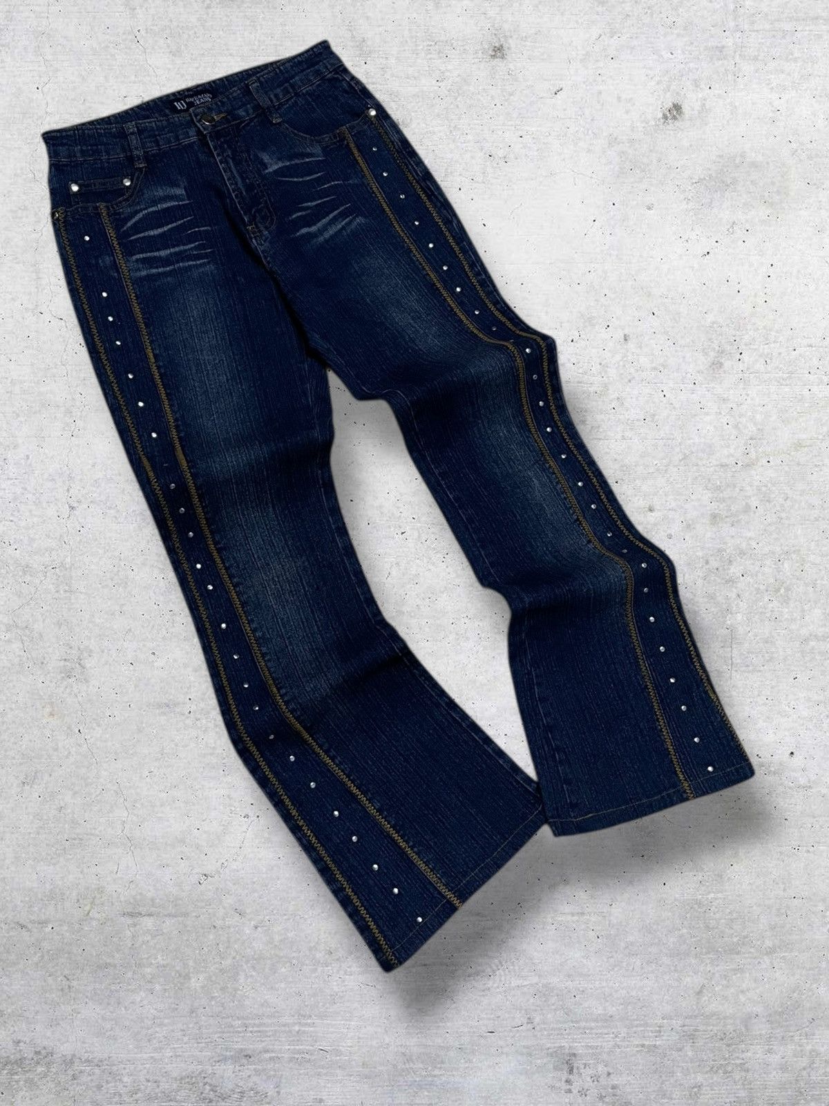 Hysteric Glamour VINTAGE HAPHAZARD JAPAN DESIGNER 90S OG STUDDED FLARED DENIM Size US 26 / EU 42 - 2 Thumbnail