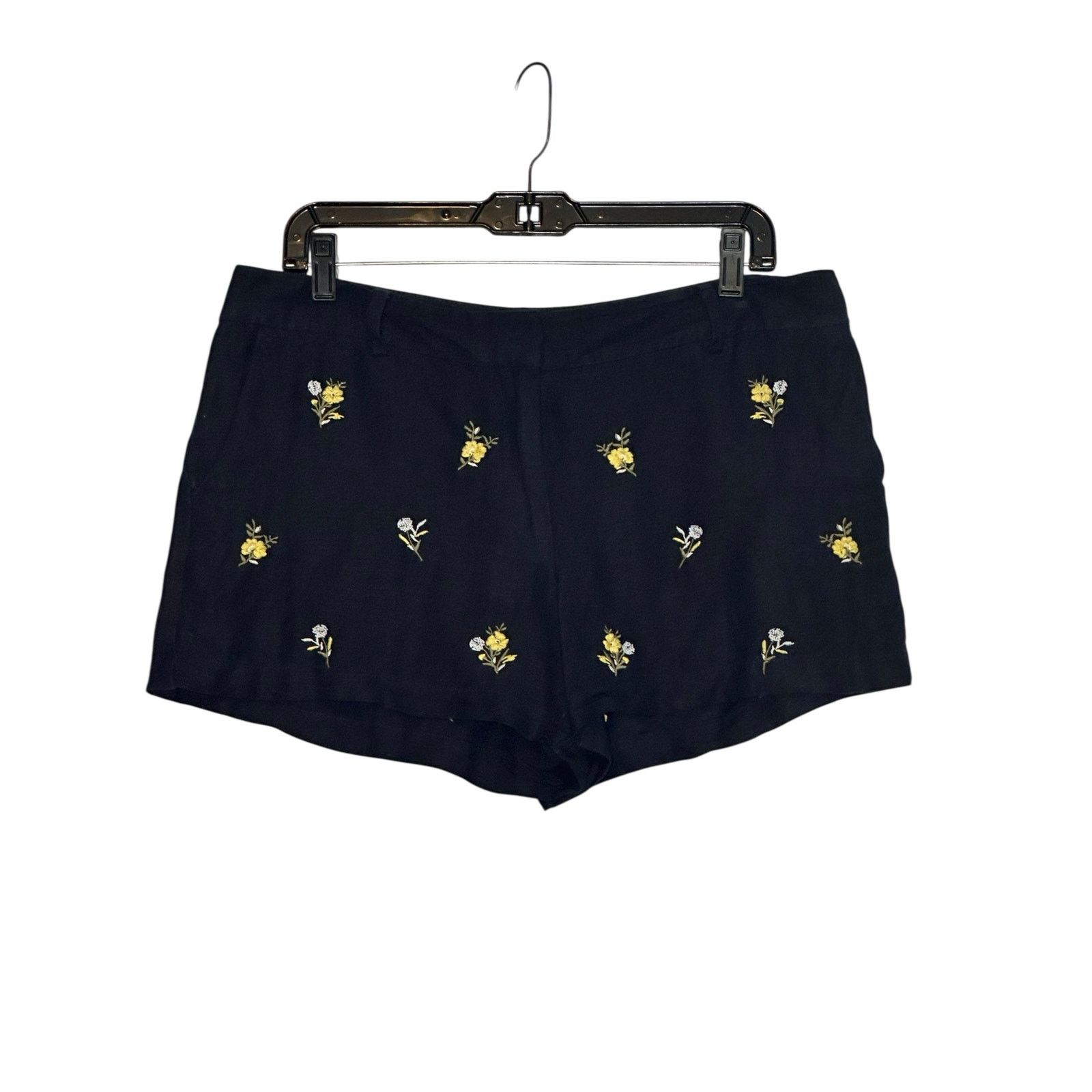 Loft Loft navy blue yellow embroidered floral shorts size 8 Size 30" / US 8 / IT 44 - 7 Thumbnail