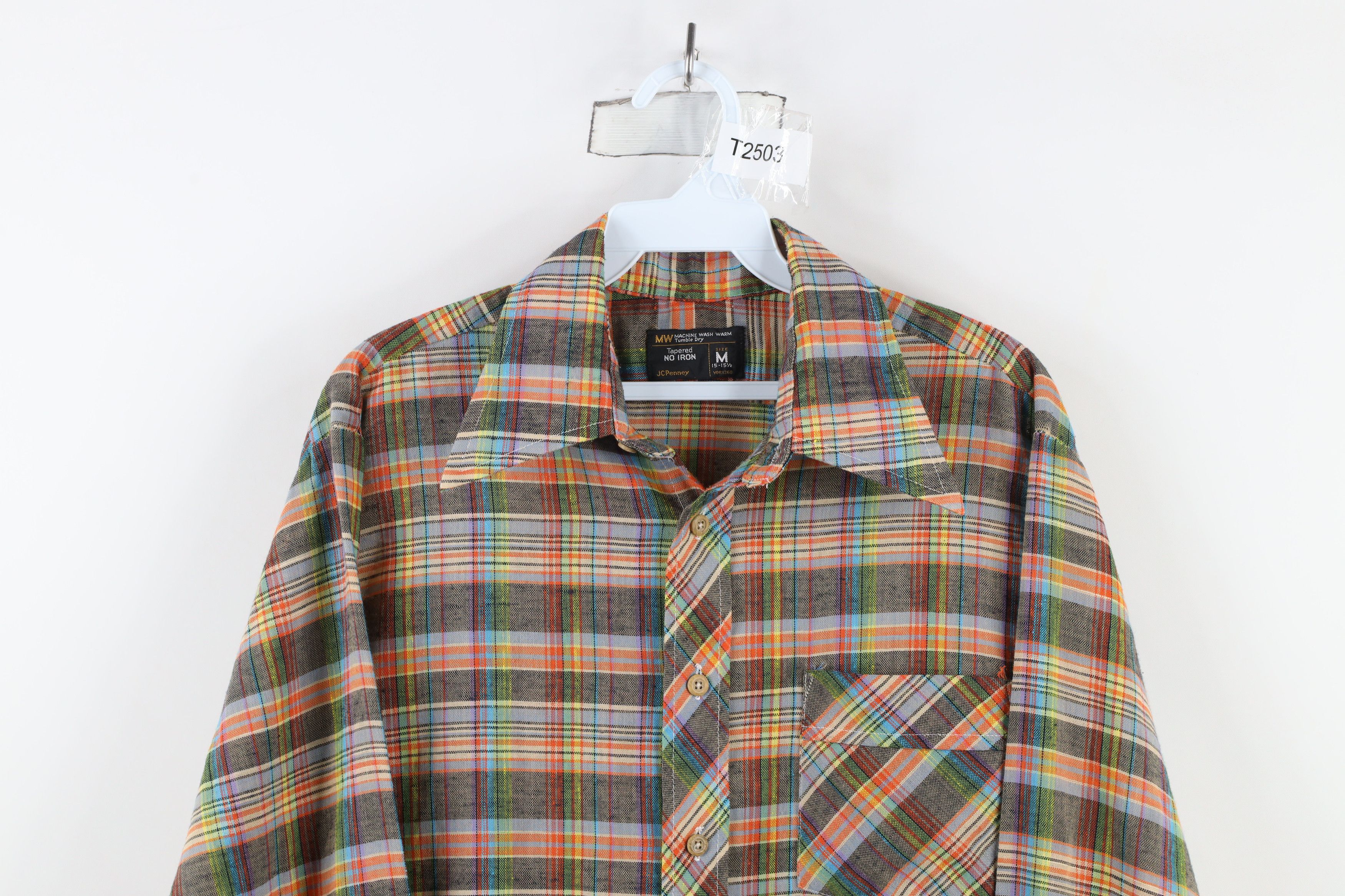 Vintage Vintage 70s Streetwear Plaid Knit Tapered Button Shirt USA Size US M / EU 48-50 / 2 - 2 Thumbnail