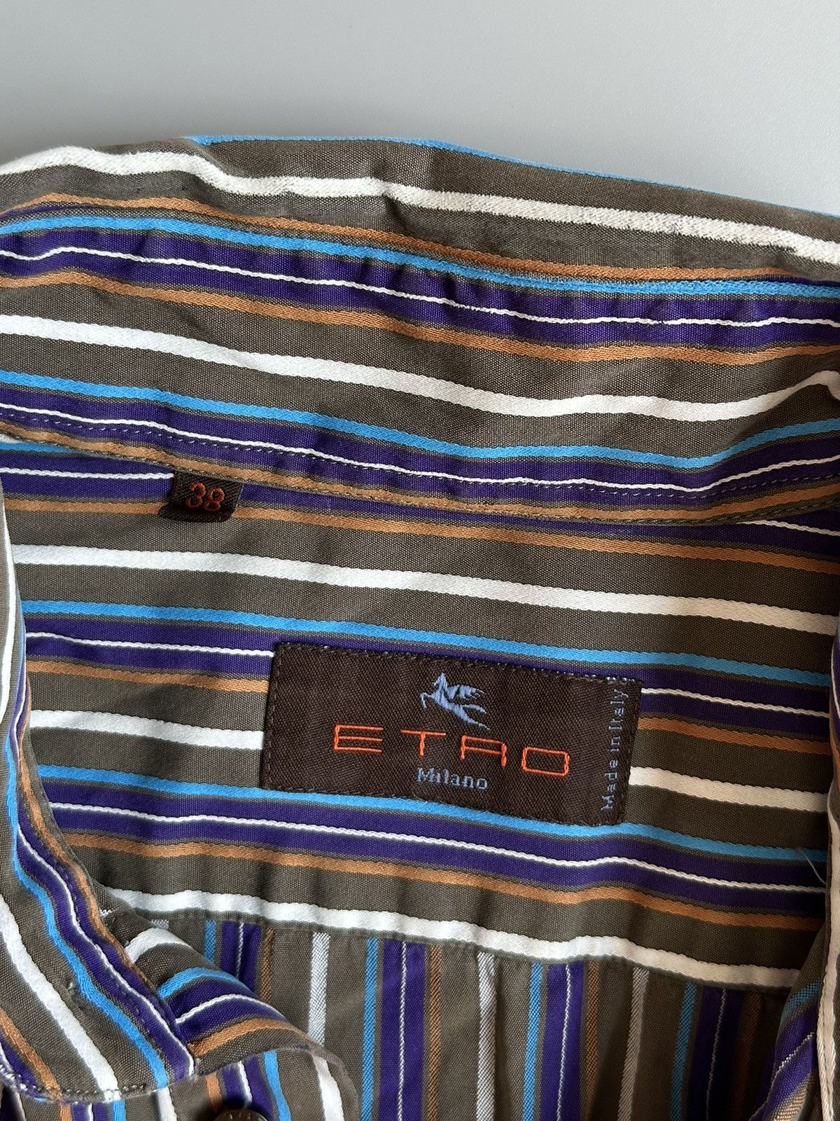 Etro Etro MultiColor Stripe Cotton Button Up Long Sleeve Shirt Size US S / EU 44-46 / 1 - 10 Thumbnail
