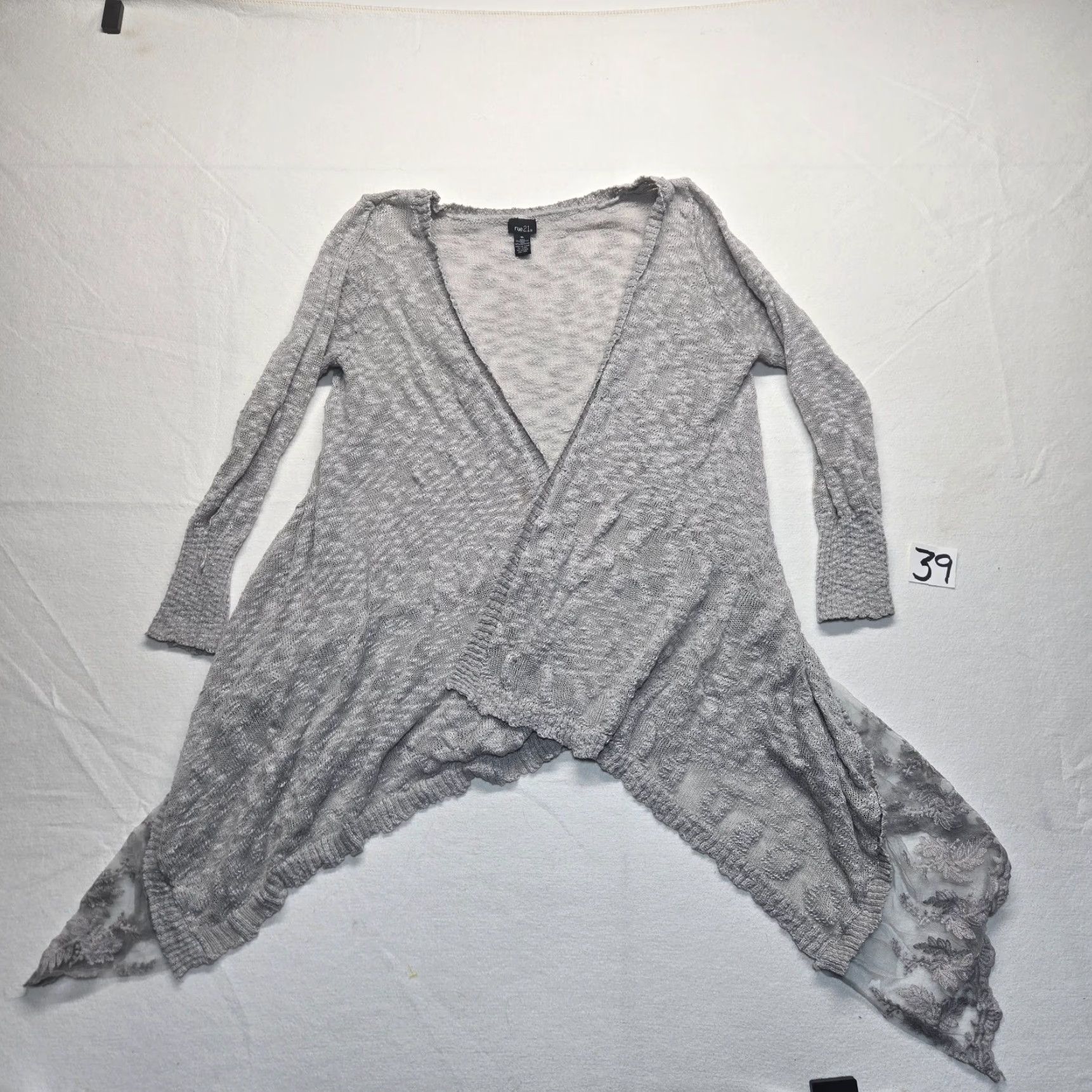 Vintage Rue21 Solid Gray Cardigan Knit Open Long Sleeve Women XL Adult Cardigan Women Gray XL Sweater 90s? Size XL / US 12-14 / IT 48-50 - 2 Thumbnail
