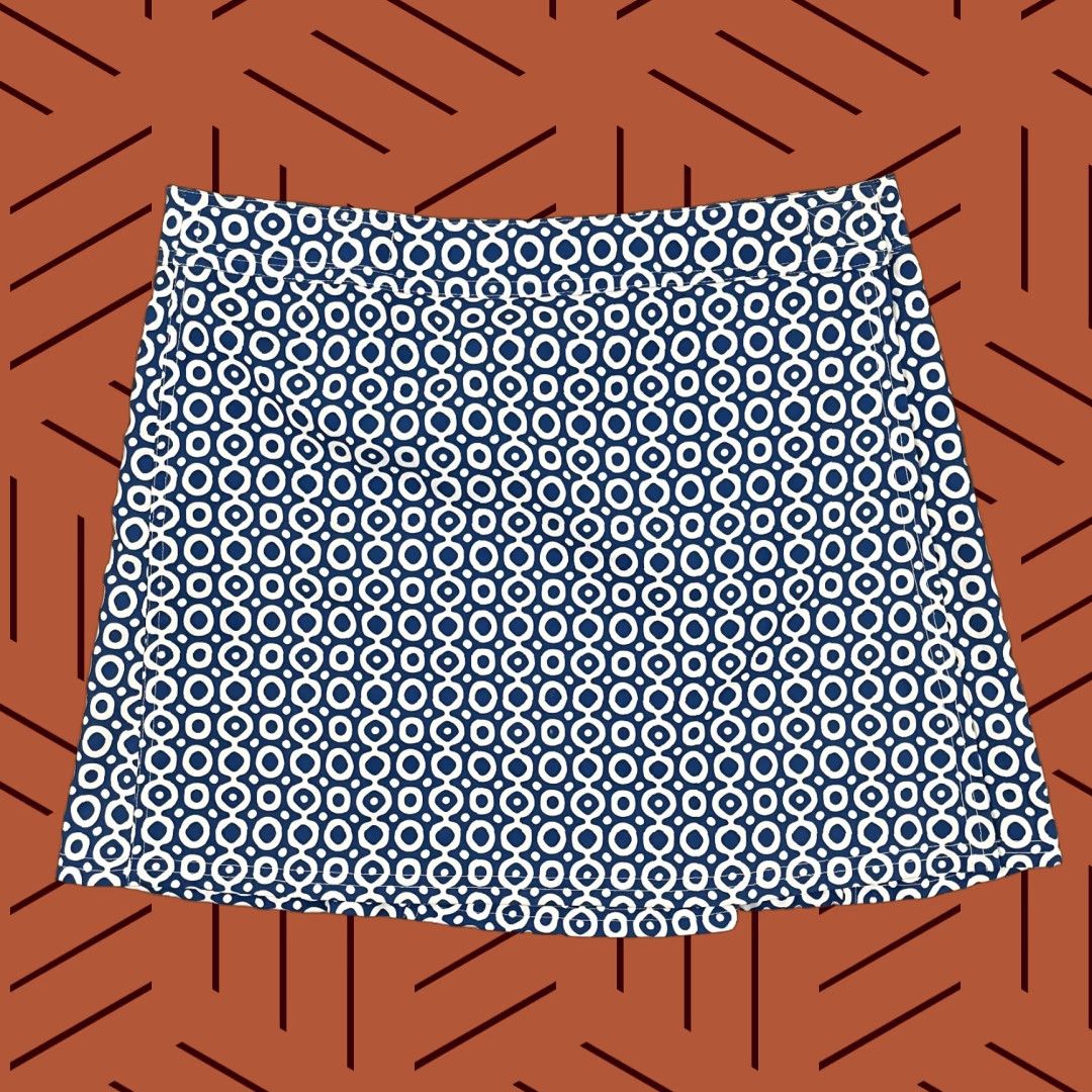 Vintage RipSkirt Hawaii Wrap Skirt Geometric Blue White Womens Medium Adjustable Waist Size 32" / US 10 / IT 46 - 1 Thumbnail