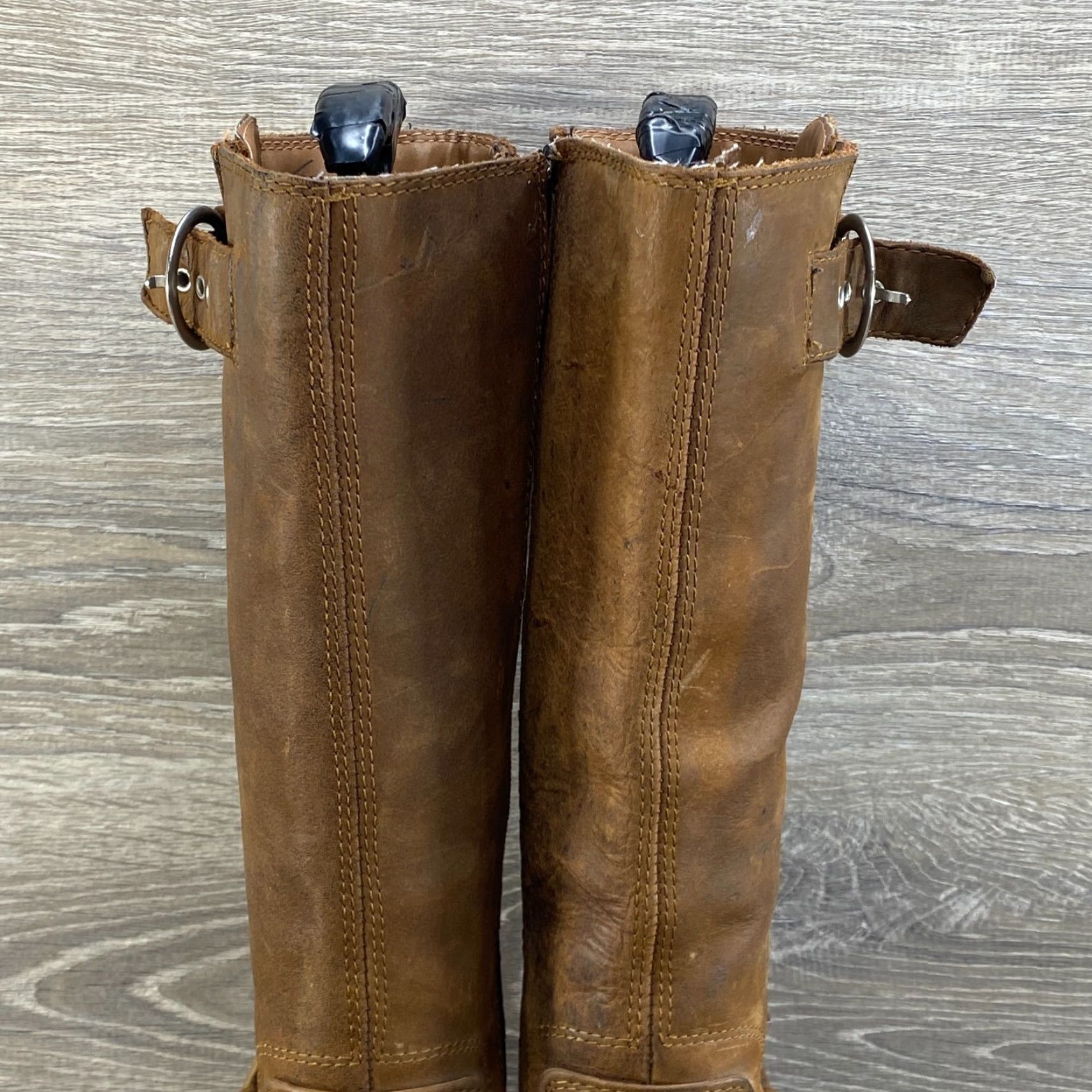 Born Born BOC Womens Boots Riding Brown Leather Tall Zip Buckle Heel 6.5 Size US 7 / IT 37 - 4 Thumbnail