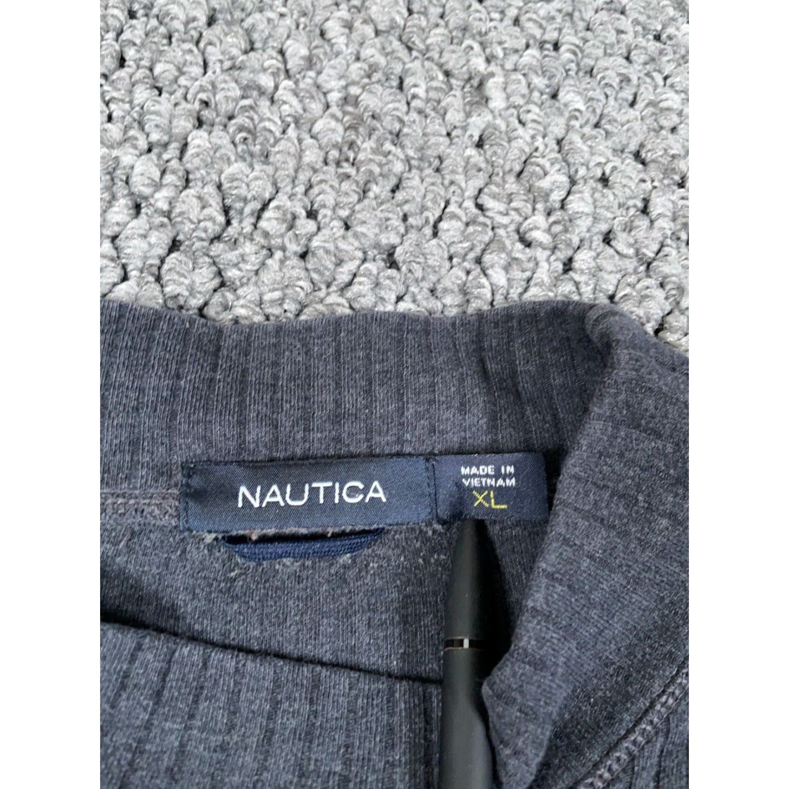 Nautica VINTAGE Nautica 90s Men's XL Sweater Ribbed Mock Neck Pullover Casual Pullover Gray Red Striped Size US XL / EU 56 / 4 - 3 Thumbnail