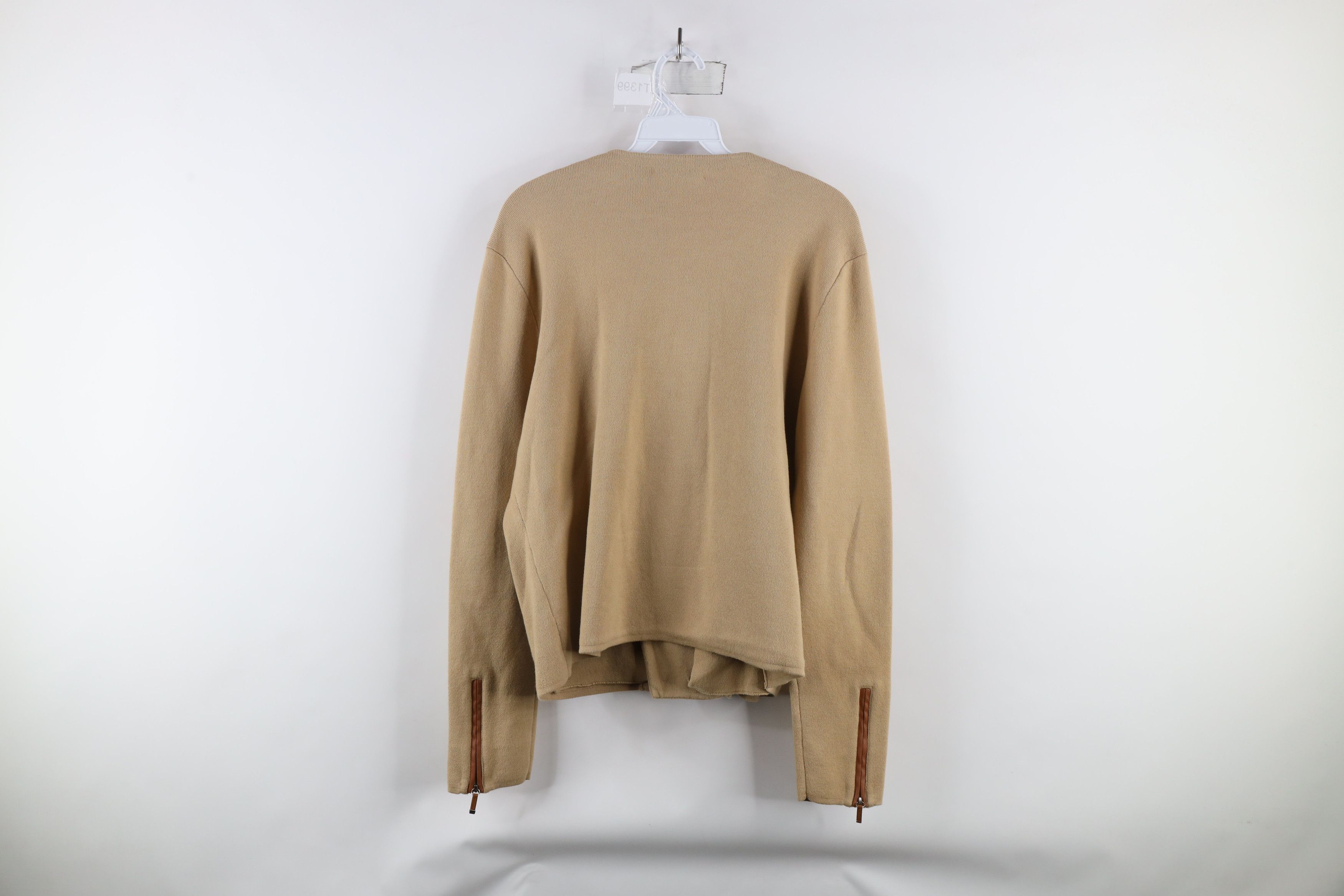 Ralph Lauren × Vintage Vintage Ralph Lauren Asymmetrical Zip Knit Sweater Beige Size XL / US 12-14 / IT 48-50 - 12 Thumbnail