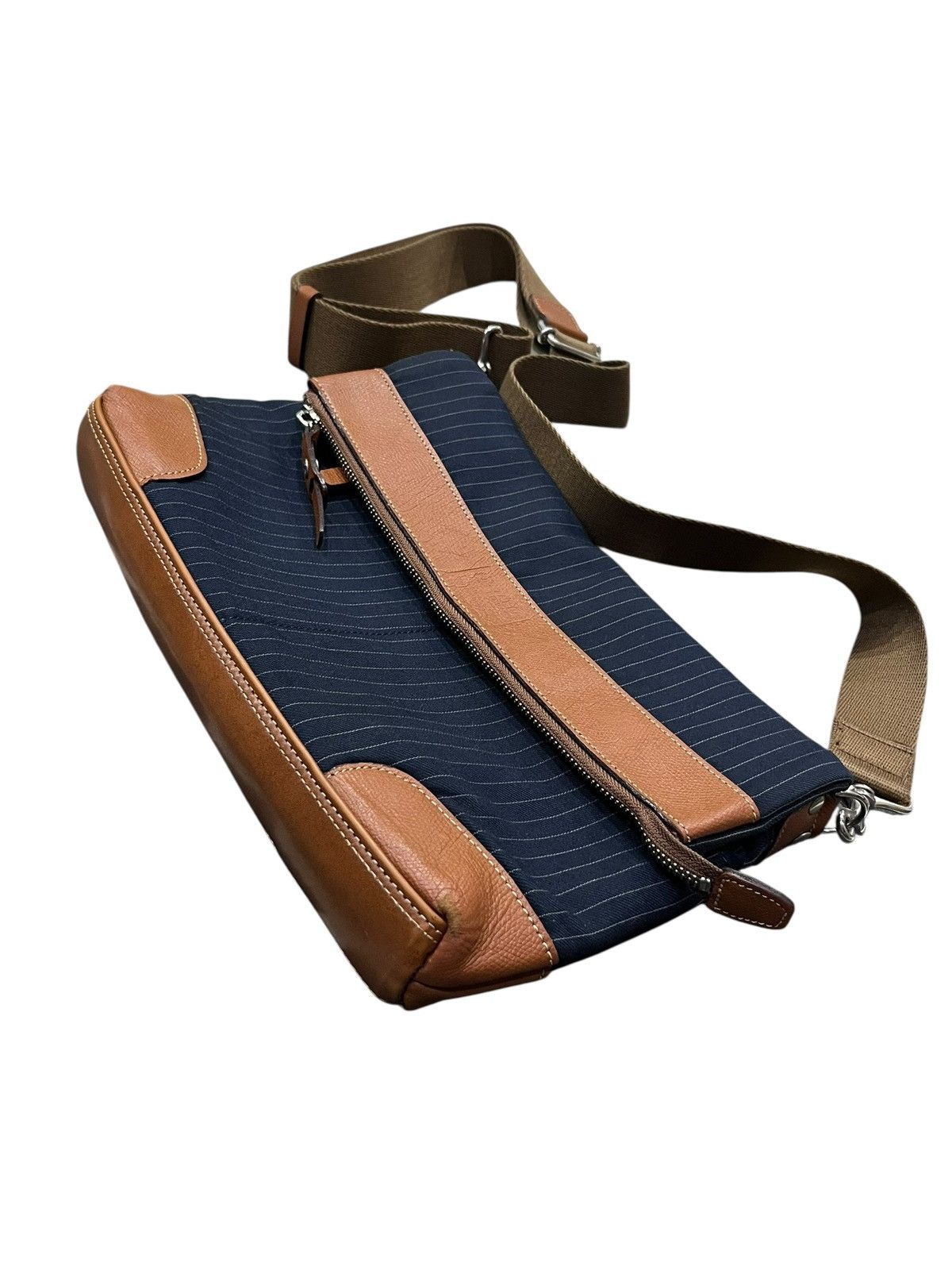 Takeo Kikuchi 🔥TAKEO KIKUCHI Made in Japan 2-Way Pinstripe Messenger Bag Size ONE SIZE - 5 Thumbnail