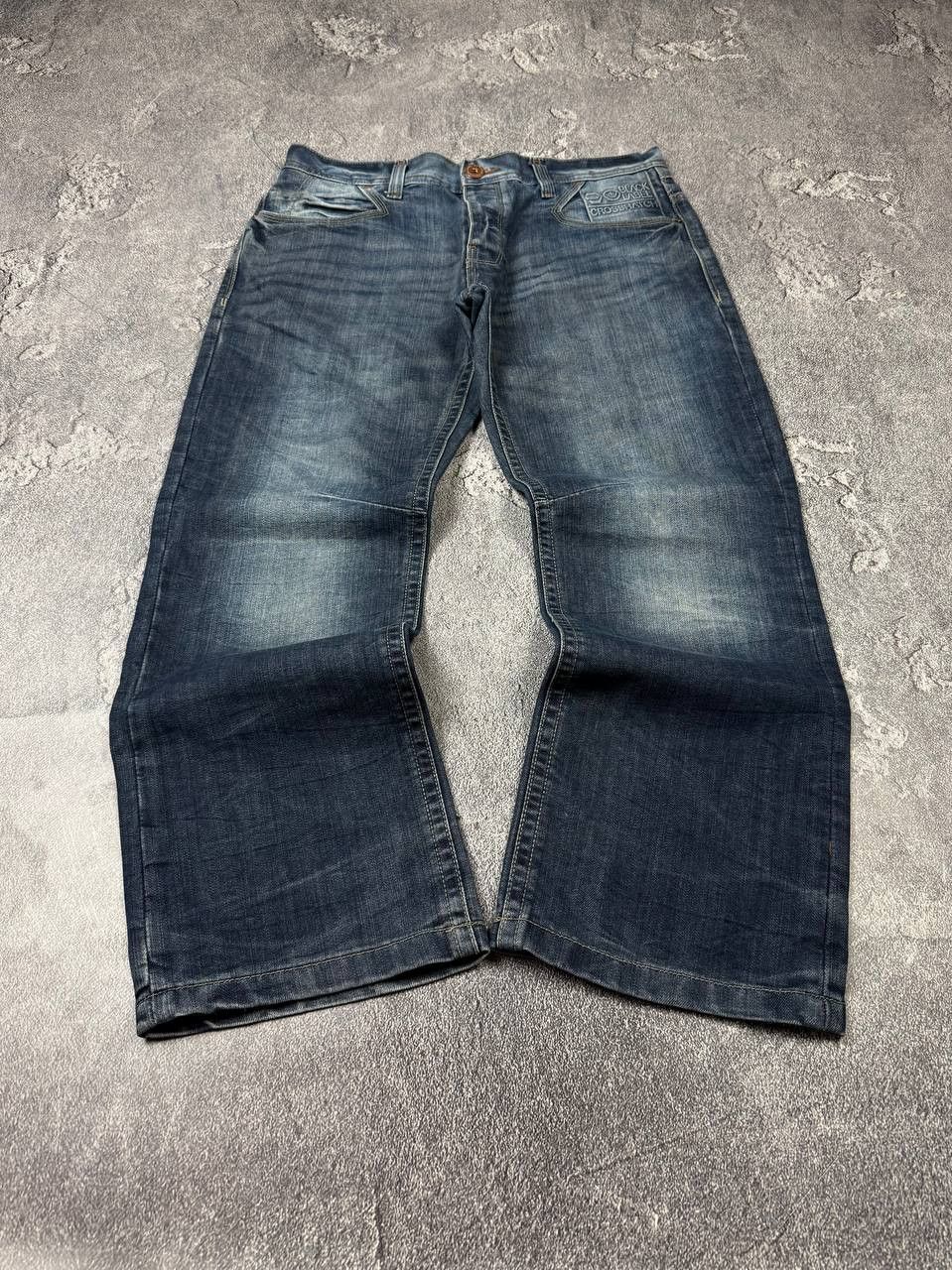 If Six Was Nine Y2K Crosshatch Faded Blue Straight Leg 2000s Grunge Denim Size US 36 / EU 52 - 5 Thumbnail
