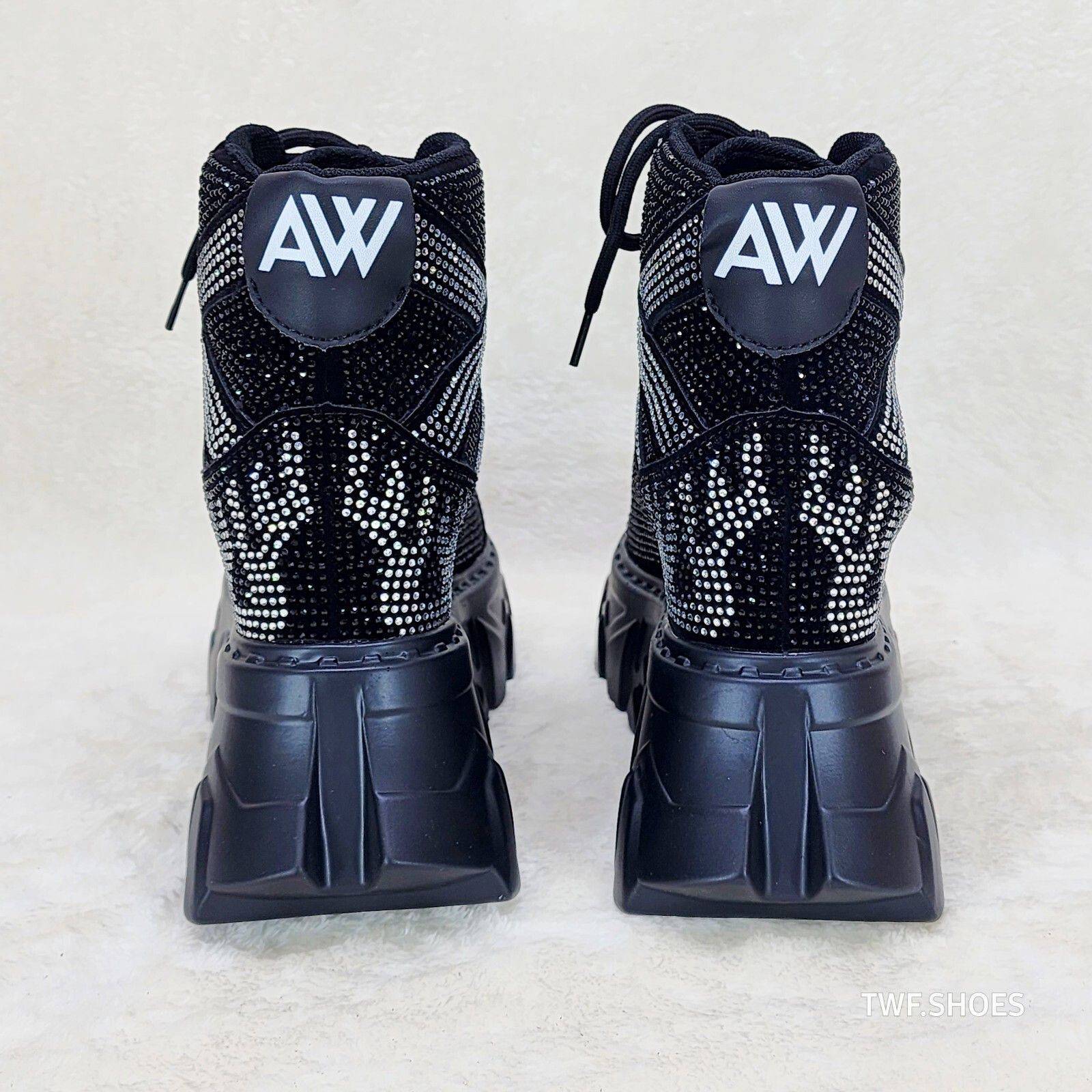 Anthony Wang Berry Silver & Black Rhinestone Platform Hidden