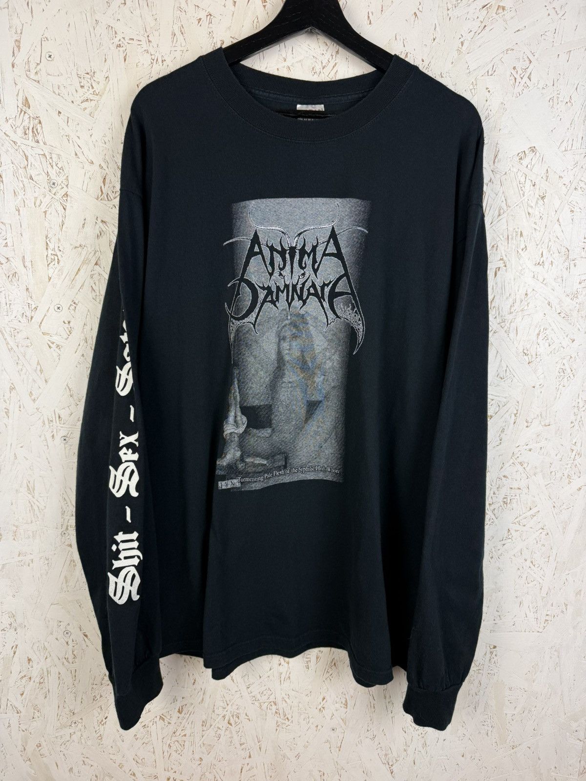Band Tees Vintage Anima Damnata Shit Sex Satan 2005 Metal Long Sleeve Size US XL / EU 56 / 4 - 1 Thumbnail