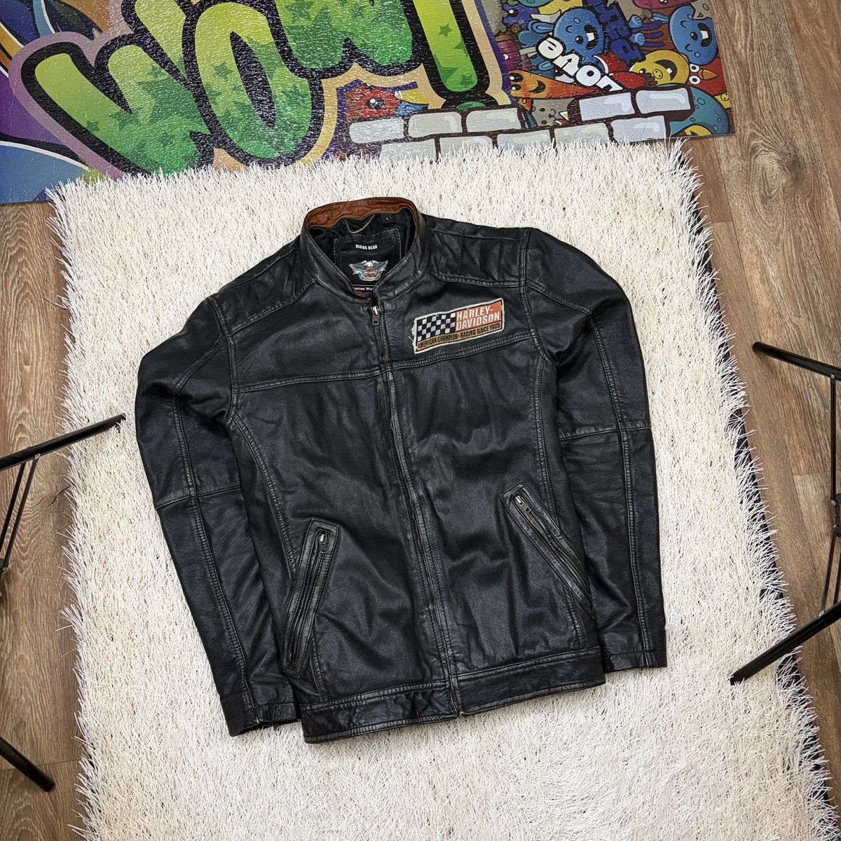 Harley Davidson HARLEY-DAVIDSON Leather Jacket men’s black Distressed size L Size US L / EU 52-54 / 3 - 1 Thumbnail