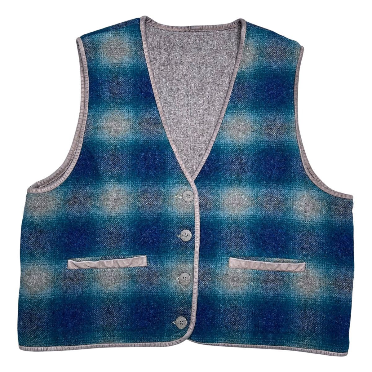 L.L. Bean × Vintage 80s L.L. Bean Green Brown Plaid Wool Reversible Hunting Vest Size XL / US 12-14 / IT 48-50 - 1 Thumbnail