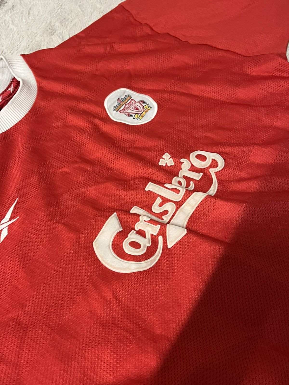 Reebok × Vintage 1998-2000 England Liverpool Home Shirt Size US L / EU 52-54 / 3 - 4 Thumbnail