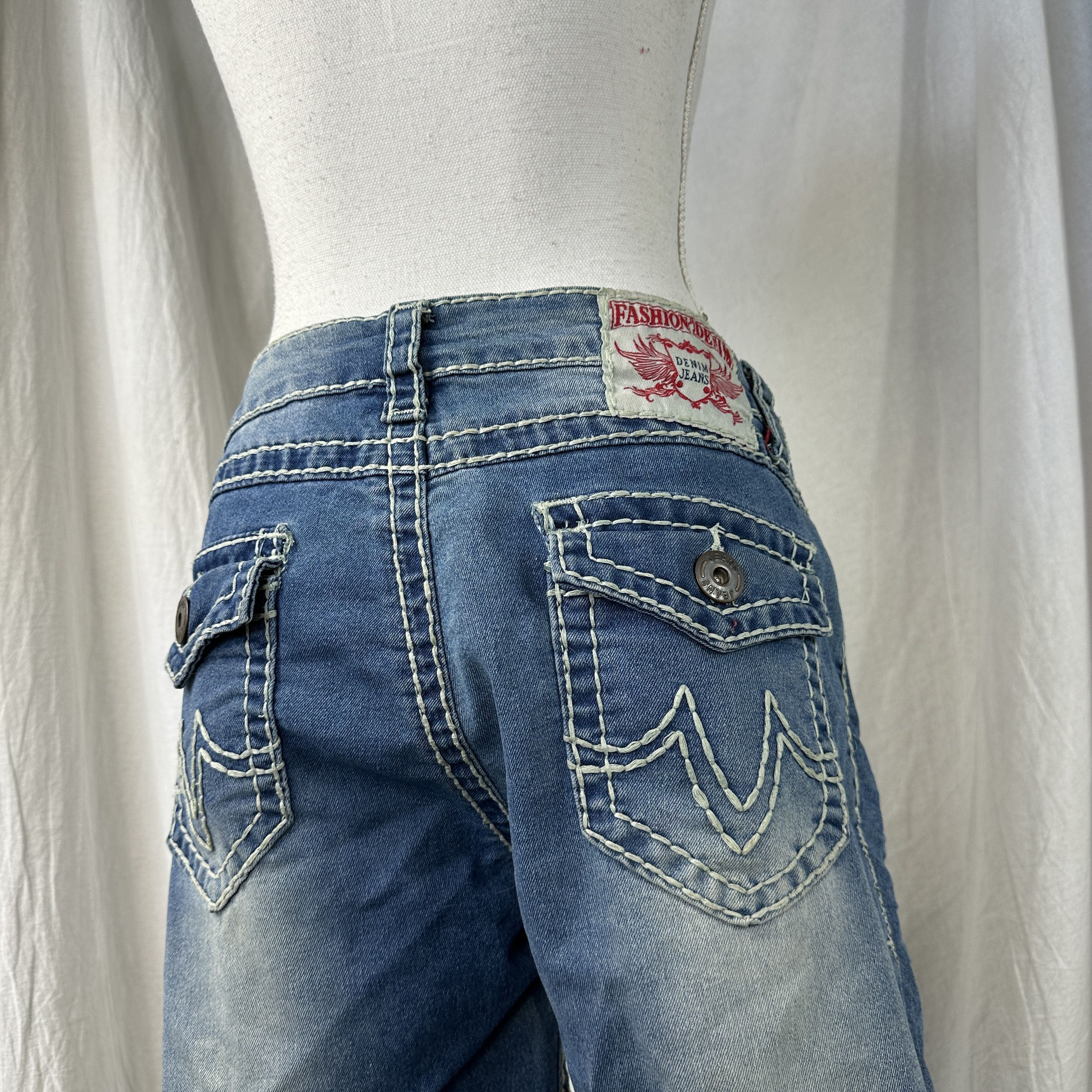 Vintage Vintage Denim Preppy Casual Contrast Stitch Jeans 00s Size 38" / US 16 / IT 52 - 4 Thumbnail