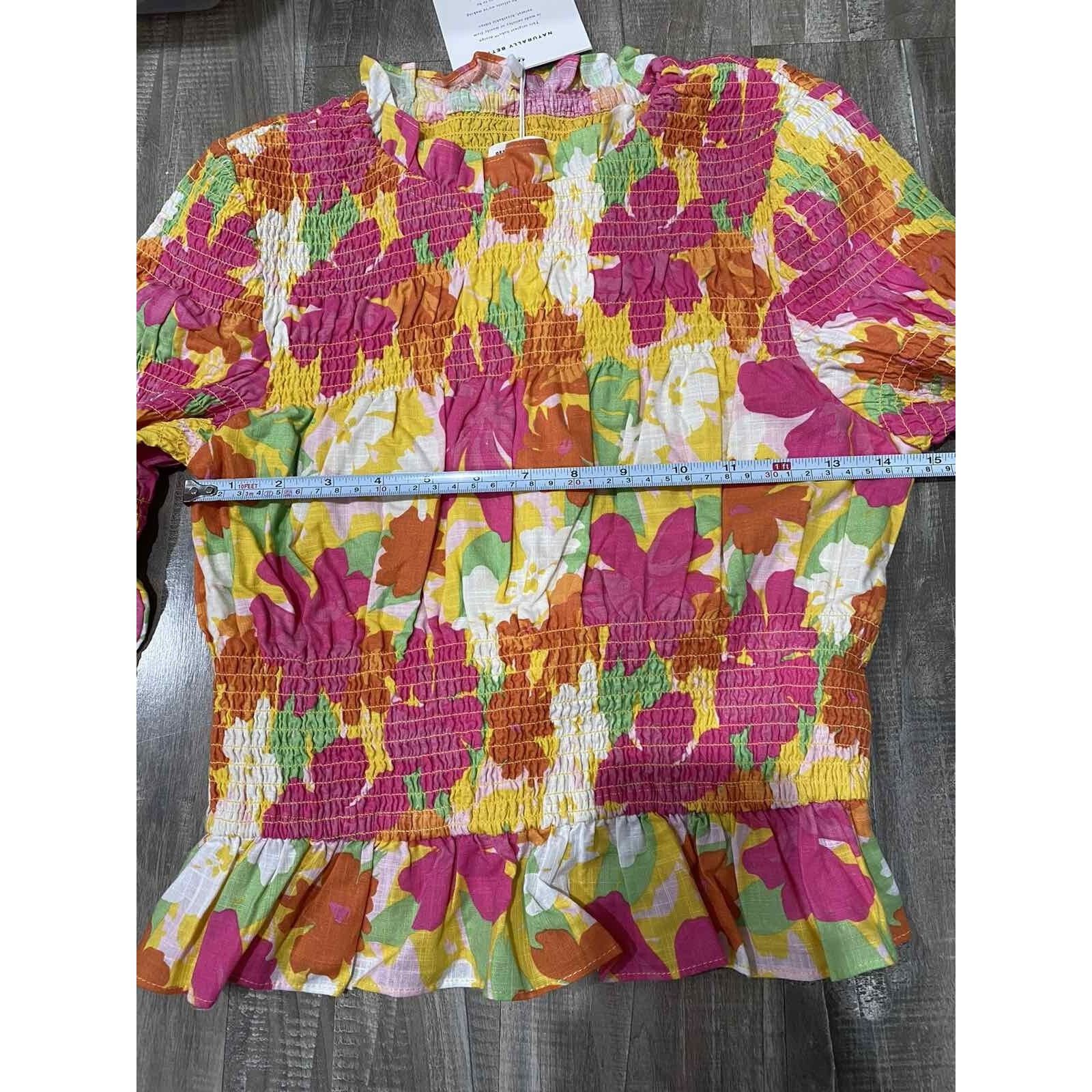 & Other Stories SABO Mica Shirred Women Top Multicolor Cotton Size L A003300 Size L / US 10 / IT 46 - 9 Thumbnail