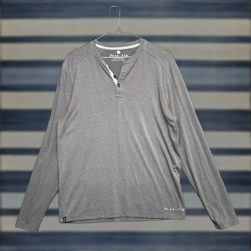 Vintage Free Fly Shirt Mens Small Gray Long Sleeve Henley Bamboo Fishing Performance Y2K Size US S / EU 44-46 / 1 - 1 Thumbnail