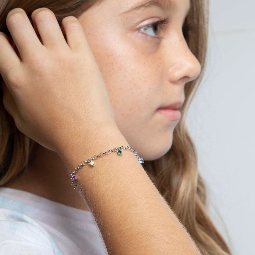 Other 5.5-6.5" Rainbow CZ Gem Charms Kids/Children's/Girl Bracelet Size ONE SIZE - 2 Thumbnail