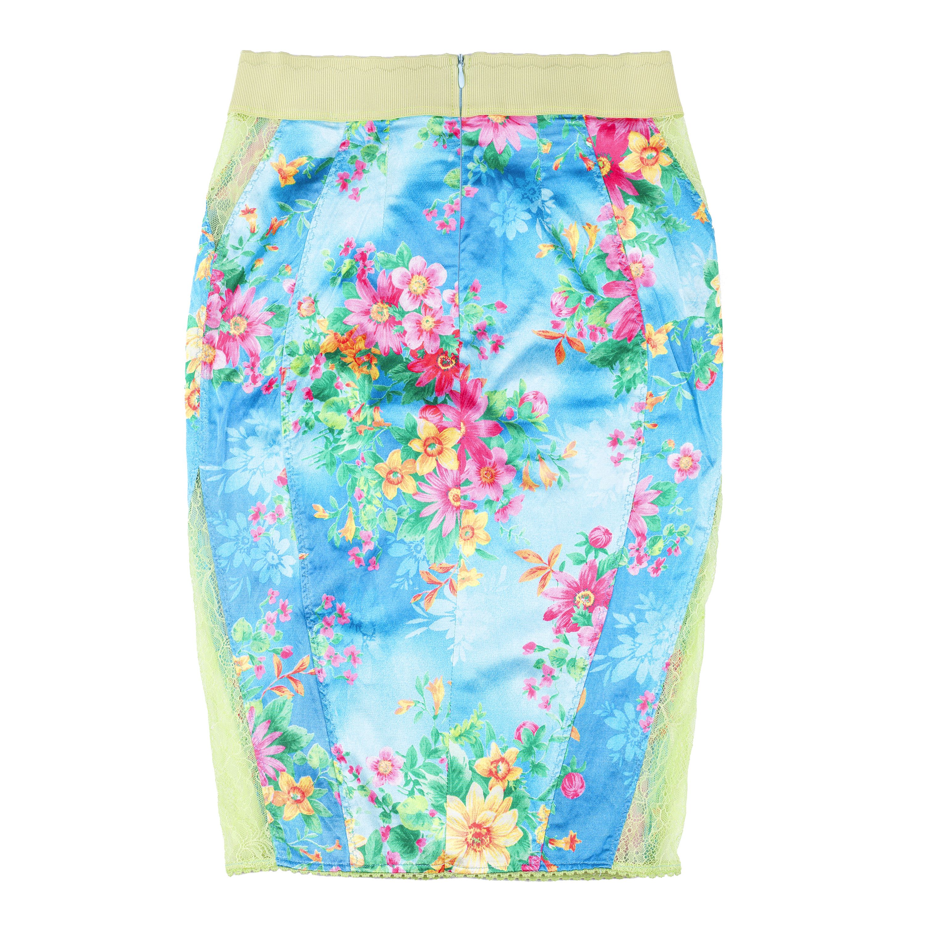 Dolce & Gabbana Dolce & Gabbana S/S 2005 RARE Vintage Lace Floral Blue Skirt Size 26" / US 2 / IT 38 - 4 Thumbnail