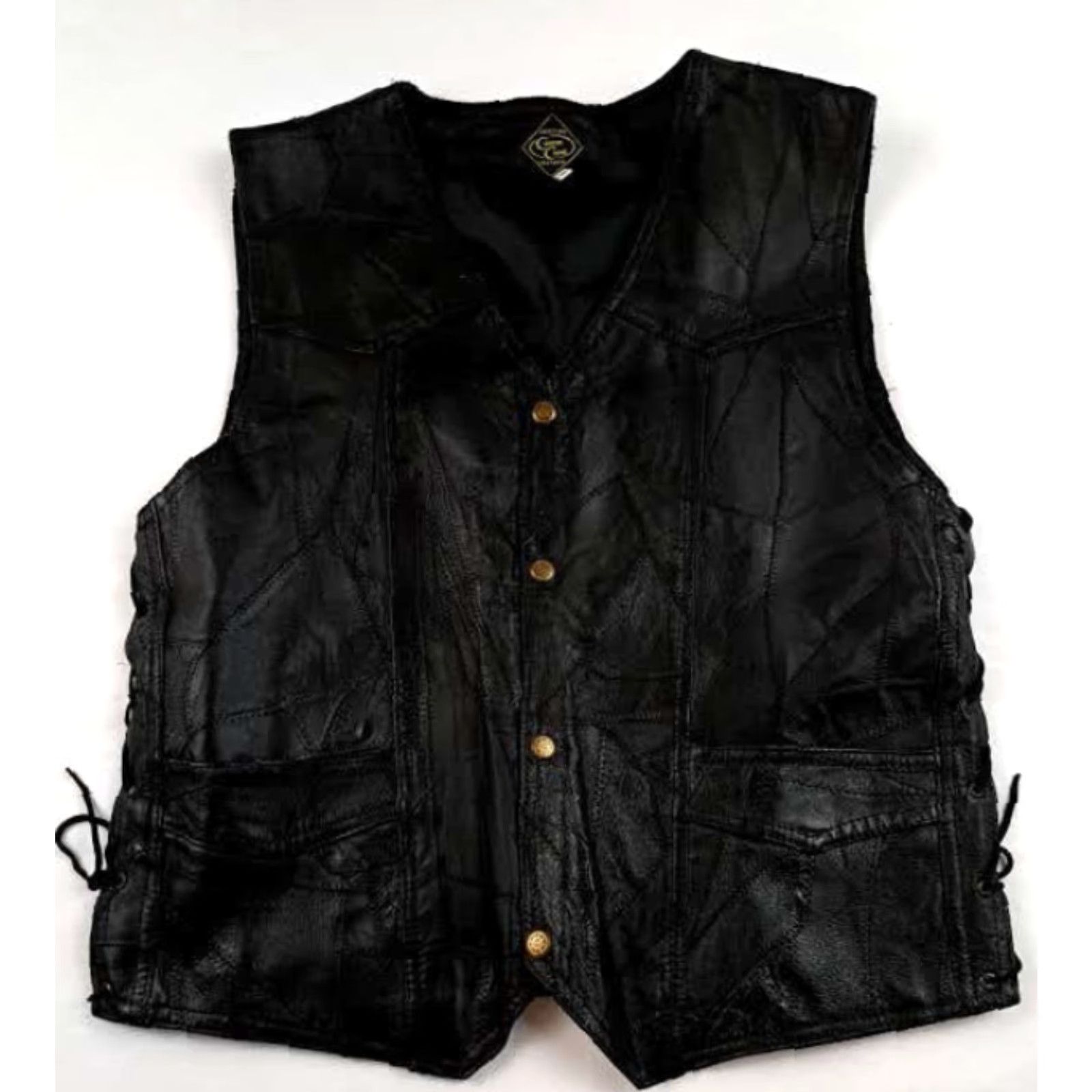 Vintage Canyon Creek Vest Men Biker Motorcycle Leather Black Snaps Front Pockets Size M 26in Long Regular Size US M / EU 48-50 / 2 - 6 Thumbnail