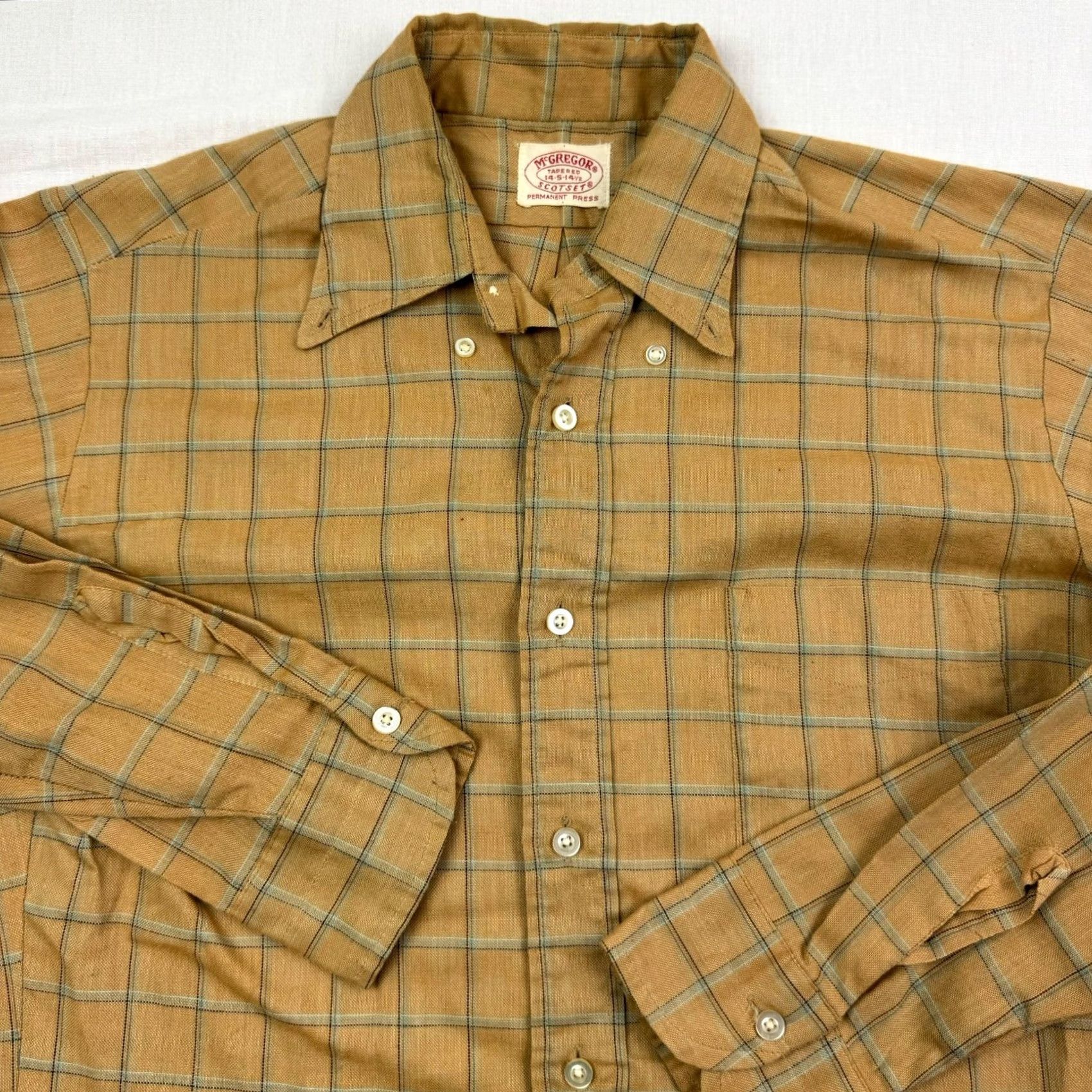 McGregor VINTAGE McGregor Button-Up Plaid Shirt Adult M Brown USA 60s 70s Shirt Men Regular Long Sleeve Button-Up Mens Size US M / EU 48-50 / 2 - 2 Thumbnail
