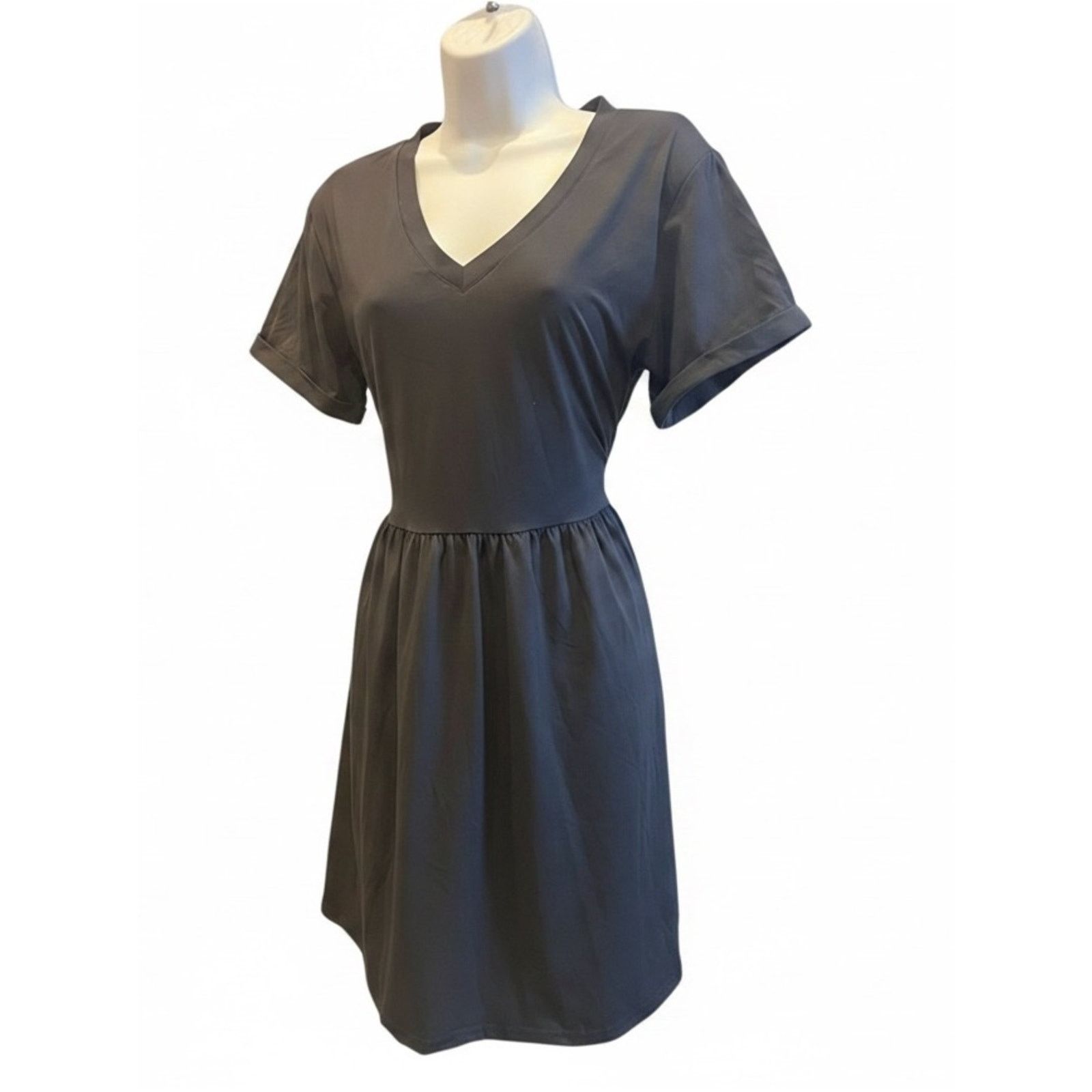 & Other Stories Women’s V-Neck Fit & Flare Dress – Dark Gray – Size M – NWOT Size M / US 6-8 / IT 42-44 - 1 Thumbnail