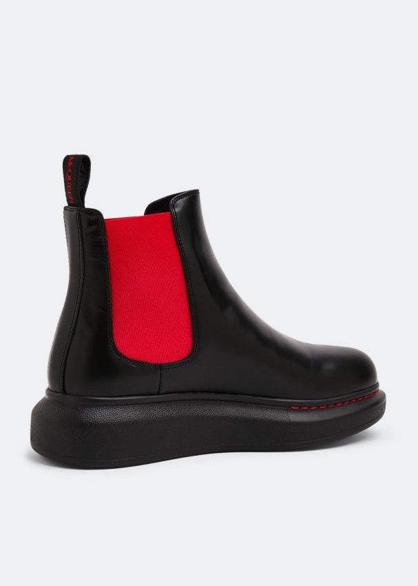 Alexander McQueen o1y0225 Ankle Boots in Black & Red Size US 10.5 / IT 40.5 - 3 Thumbnail