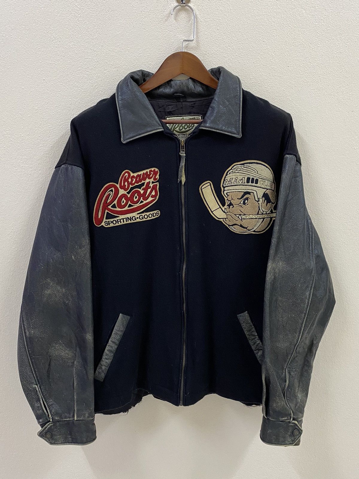 Vintage Vtg Varsity 80s Wool Jacket Beaver Roots Canada Size US XL / EU 56 / 4 - 1 Thumbnail