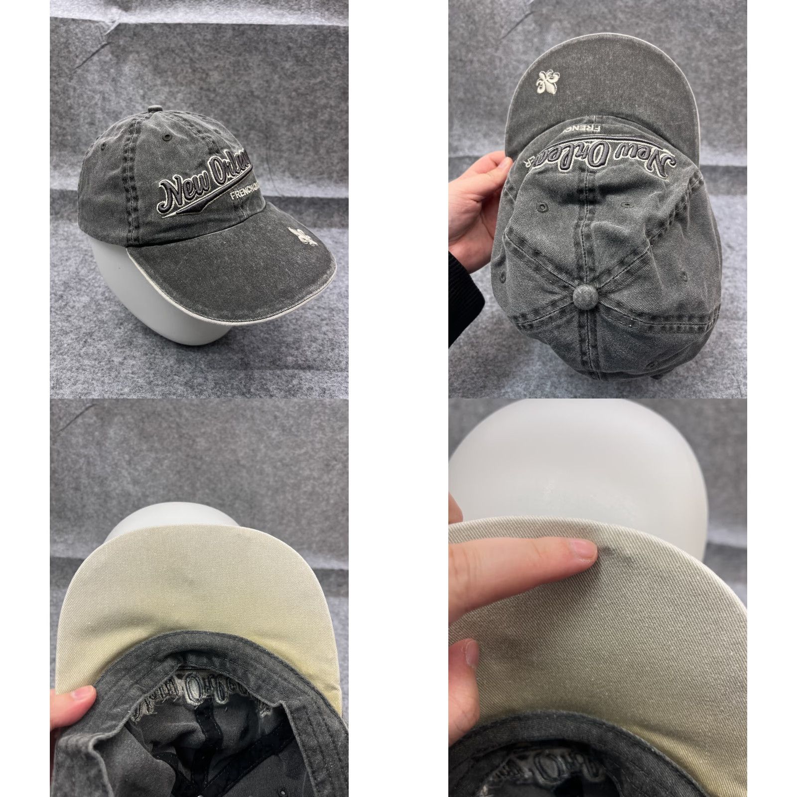 Vintage New Orleans French Quarter Hat Cap Adjustable One Size Gray 100% Cotton Baseball Cap Men Outdoor Casual Travel Vintage: No Size ONE SIZE - 8 Thumbnail