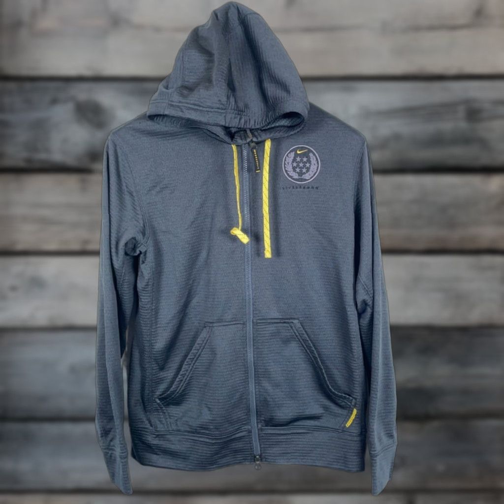 Nike Nike Livestrong Hoodie Mens Small Dark Gray ThermaFit Zip Up Sweatshirt Size US S / EU 44-46 / 1 - 1 Thumbnail