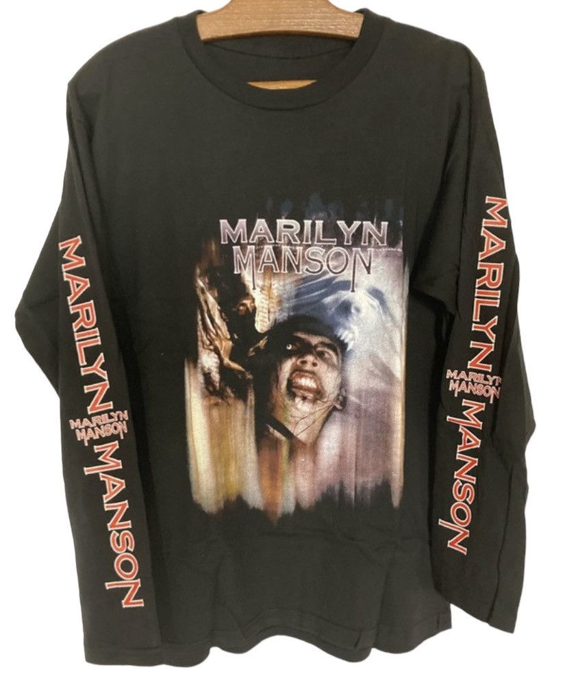 image of Marilyn Manson Vintage T Shirt 90’S in Black, Men's (Size Medium)