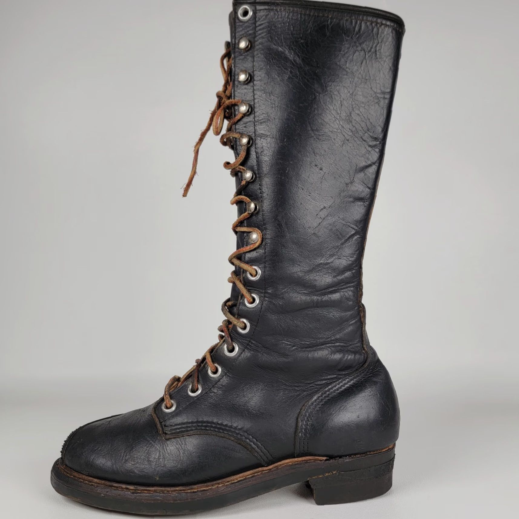 Vintage VINTAGE Good Year Welted Tall Boots Men 9 M Black Logger Sieberling Soles Size US 9 / EU 42 - 7 Thumbnail