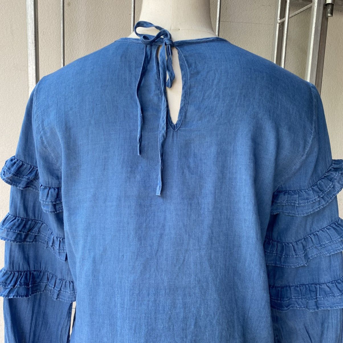 J.Crew J.CREW Blue Ruffled Long-Sleeve Blouse Size XS / US 0-2 / IT 36-38 - 14 Thumbnail