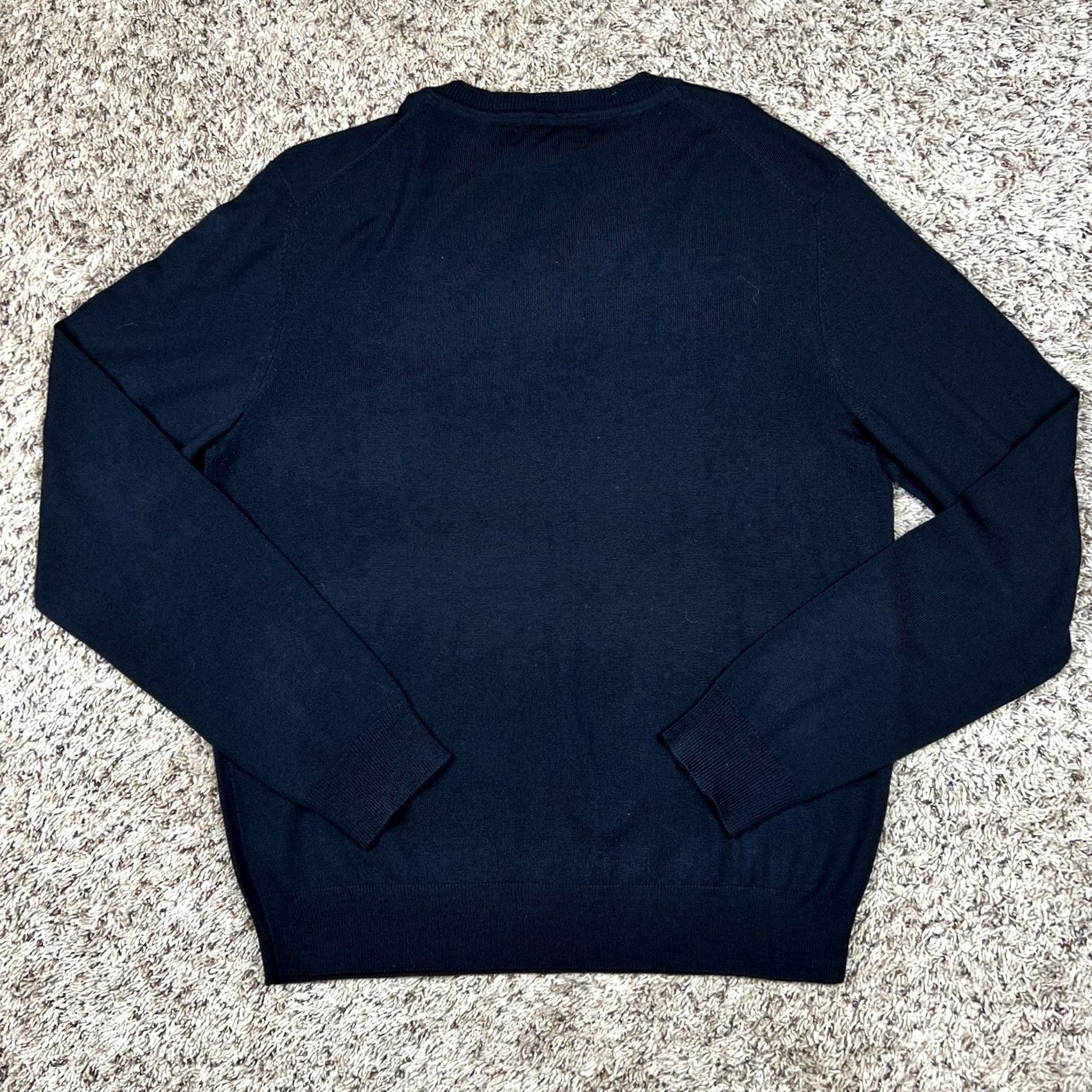 Bloomingdale's VINTAGE Bloomingdales The Mens Store Black Merino Wool V-Neck Sweater Men Large Size US L / EU 52-54 / 3 - 3 Thumbnail