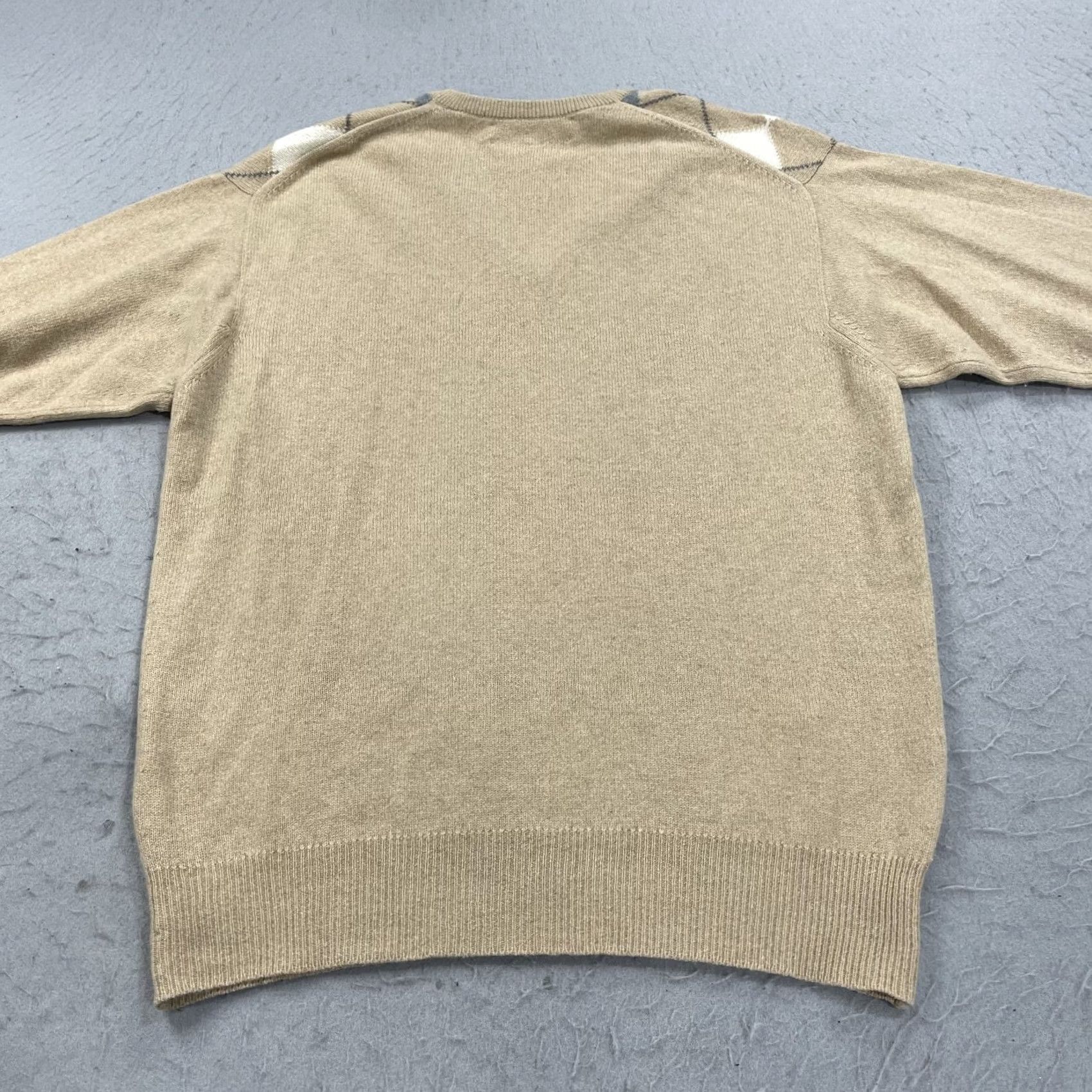 Lyle & Scott VINTAGE Lyle & Scott Sweater Mens 44 Large Brown 100% Cashmere Argyle V Neck Pullover Knit Shirt Size US L / EU 52-54 / 3 - 5 Thumbnail