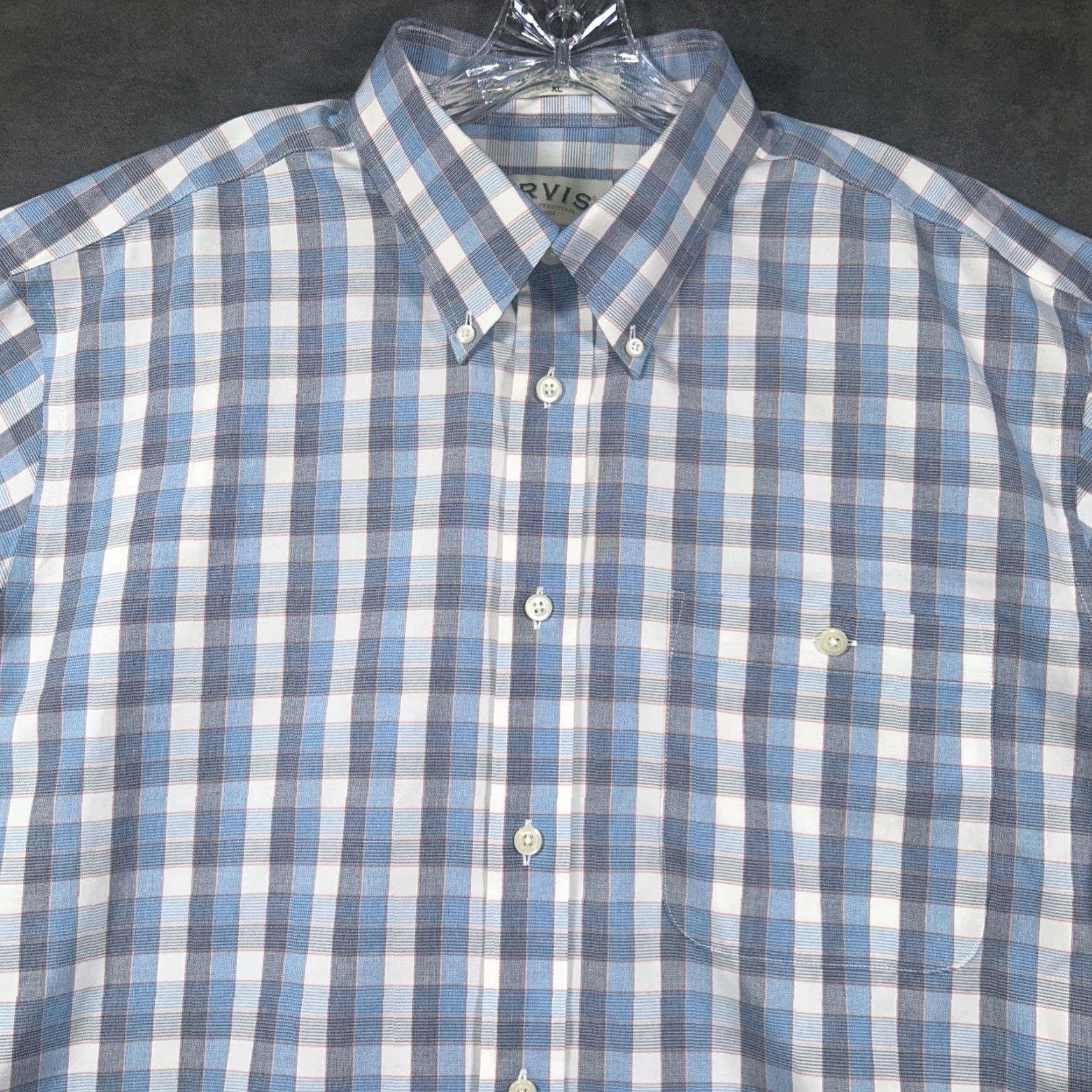 Orvis Orvis Shirt Mens XL Button-Down Blue White Plaid Check Long Sleeve Casual Business Travel Workwear Size US M / EU 48-50 / 2 - 2 Thumbnail