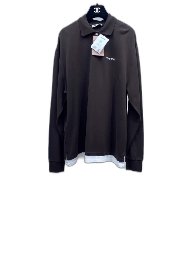 Miu Miu Miu Miu Chocolate Color Polo Shirt-yf Size US XS / EU 42 / 0 - 1 Thumbnail