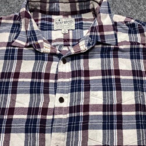 Lucky Brand Lucky Brand Shirt Mens Medium Burgundy Blue Plaid Saturday Stretch Button-Down Shirt Size US M / EU 48-50 / 2 - 2 Thumbnail