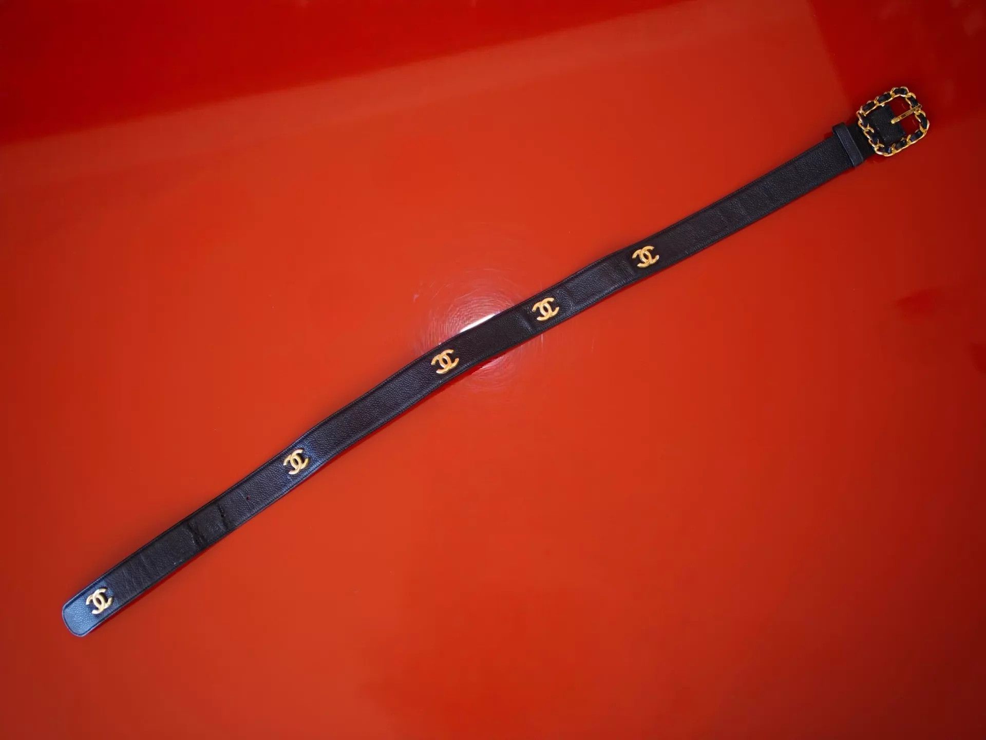 Chanel Chanel Vintage Black Gold Litchi Leather CC Logo Belt Size ONE SIZE - 9 Thumbnail