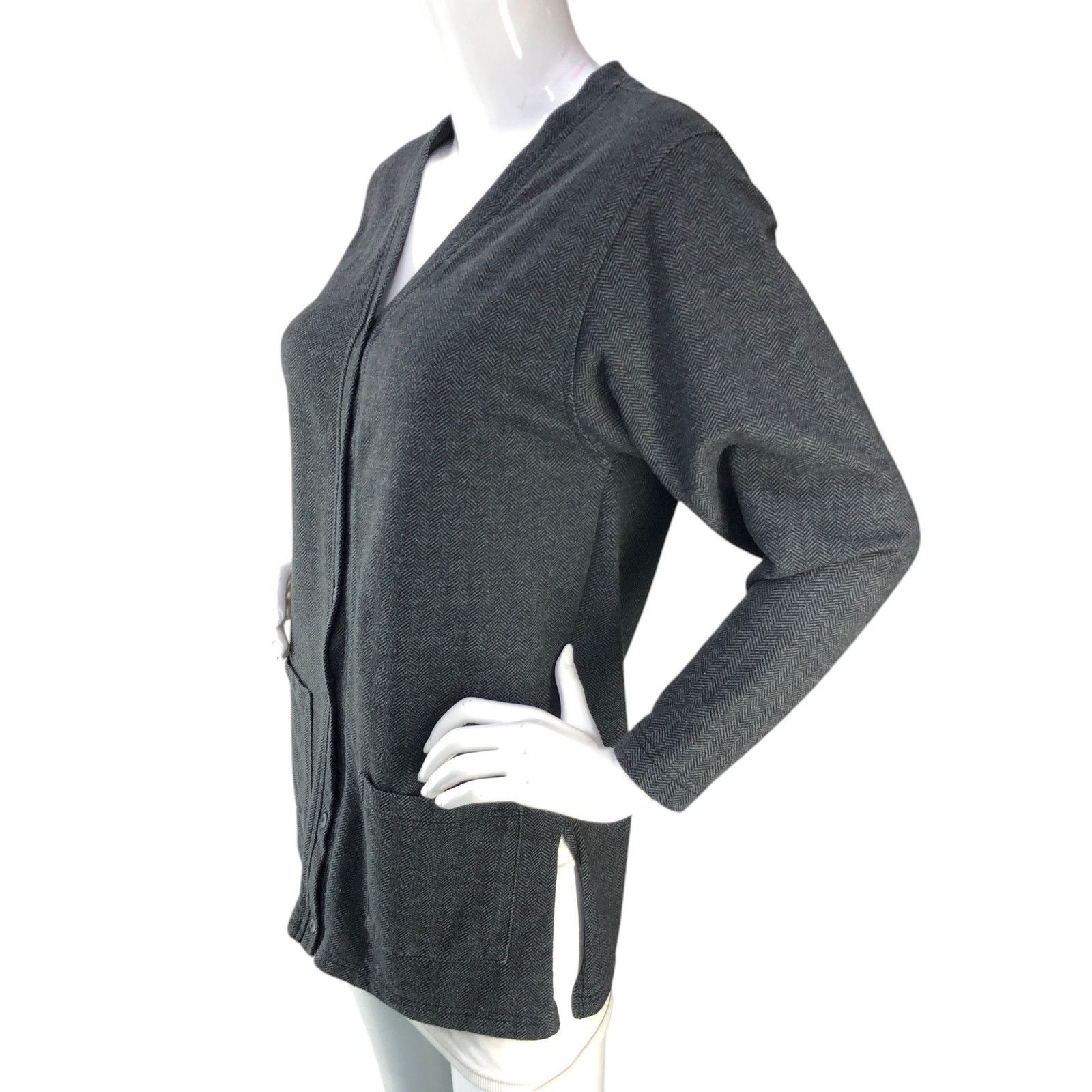 Express Express Tricot Size XS Cardigan Sweater Herringbone Gray VTG Size XS / US 0-2 / IT 36-38 - 4 Thumbnail